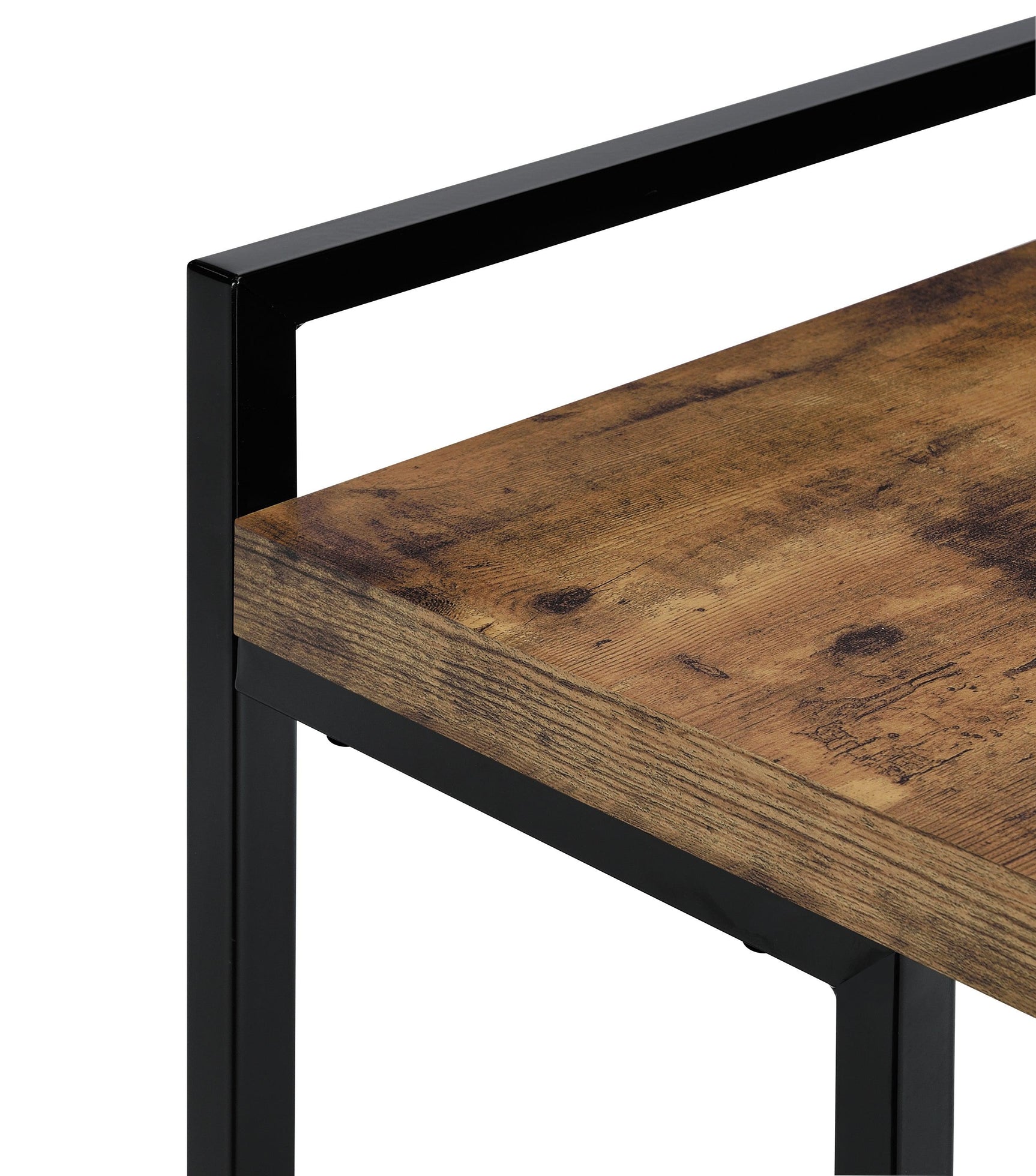 Dani Snack Table sliding up to seating area with metal legs