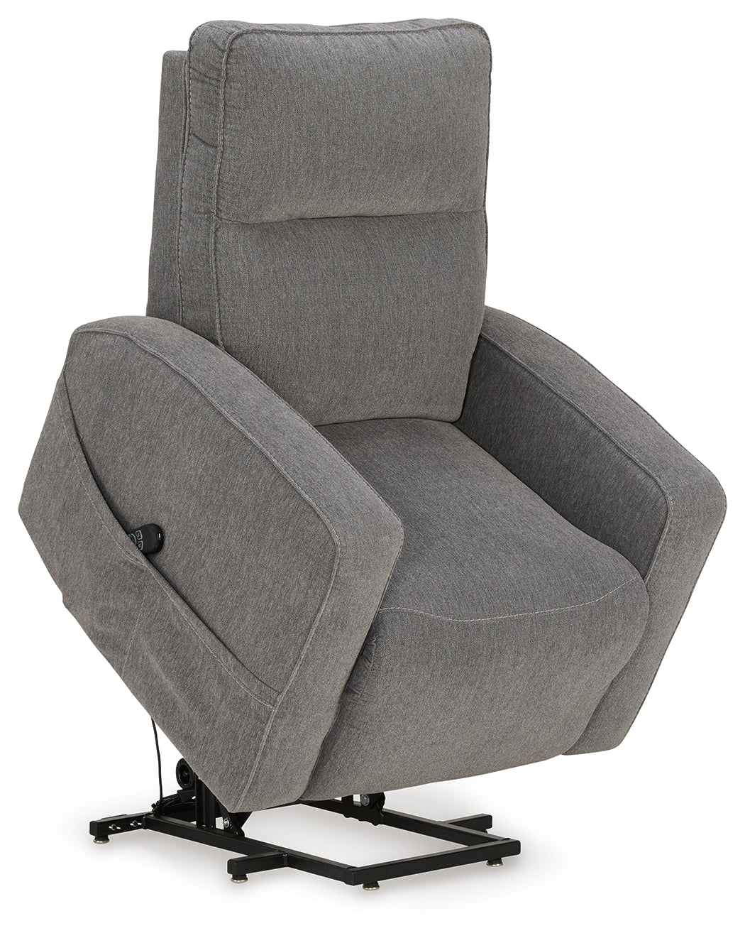 Close-up of jumbo stitching detail on Starganza Gray Power Lift Recliner