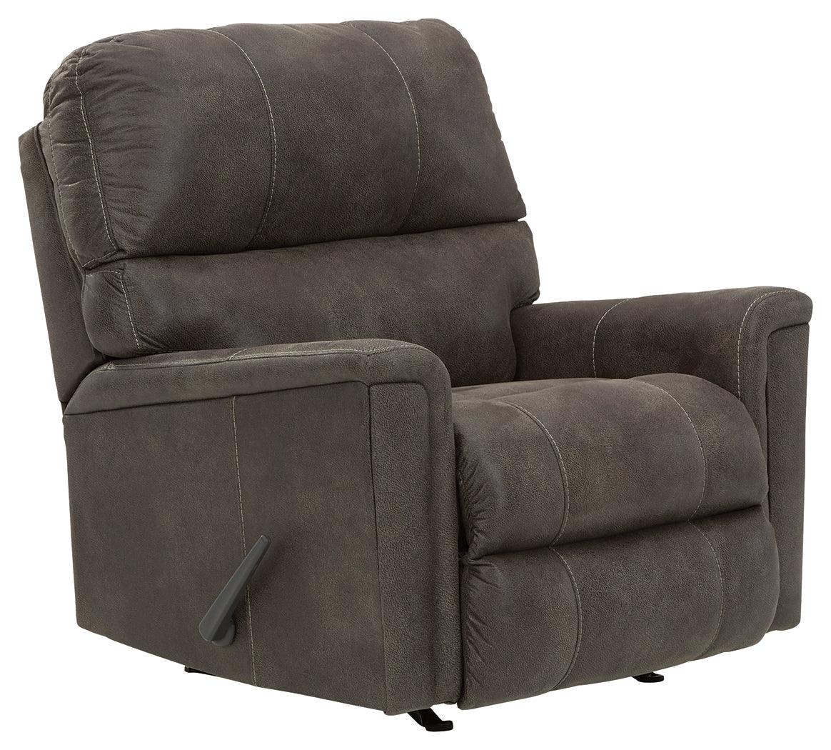 Closed angle main view of Navi Smoke Faux Leather Recliner