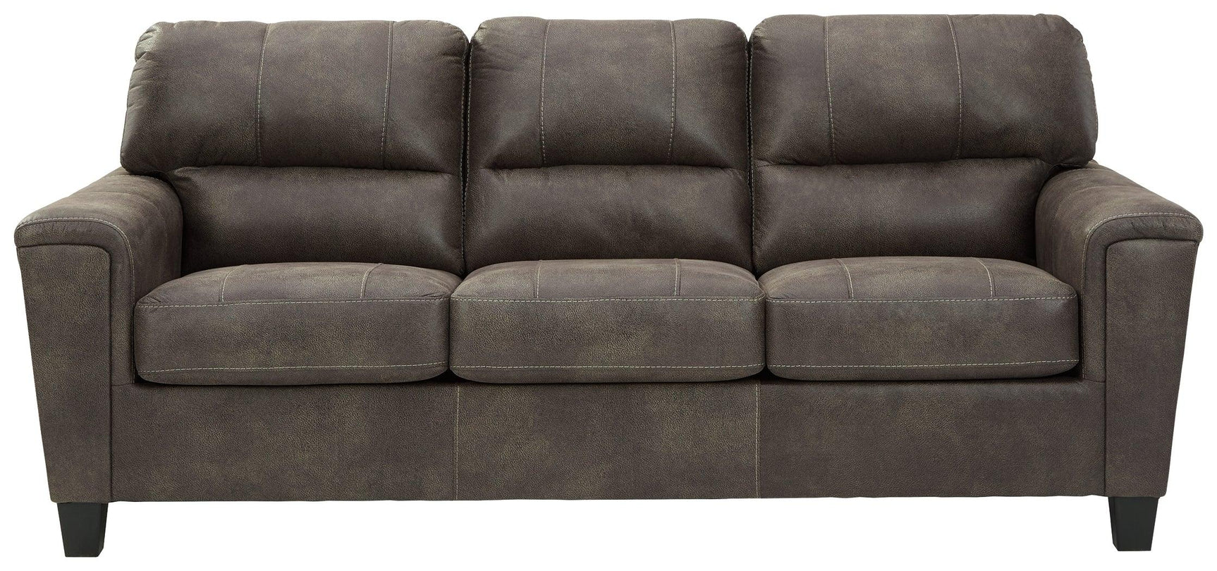 Navi Smoke Faux Leather Queen Sofa Sleeper head on front view