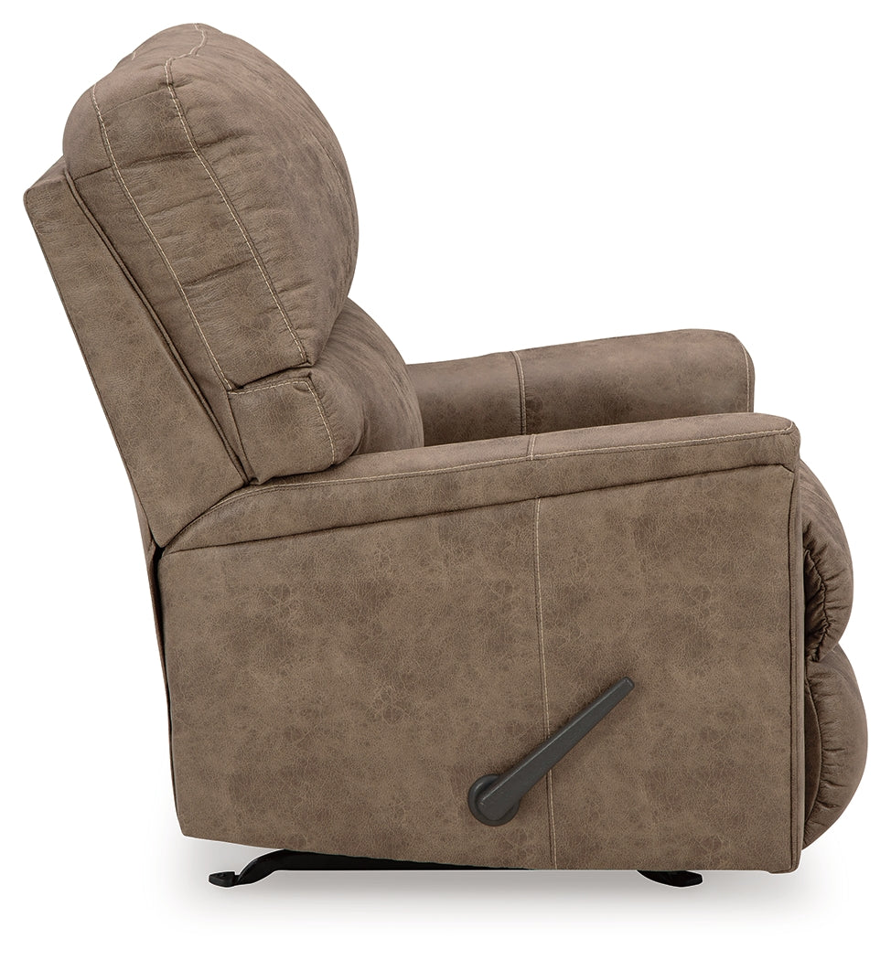 Side profile of Navi Fossil Faux Leather Recliner