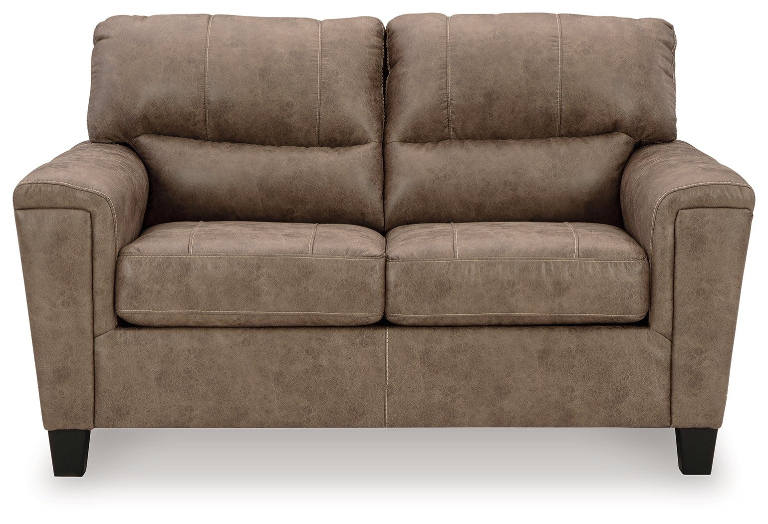 Navi Fossil Faux Leather Loveseat head-on front view