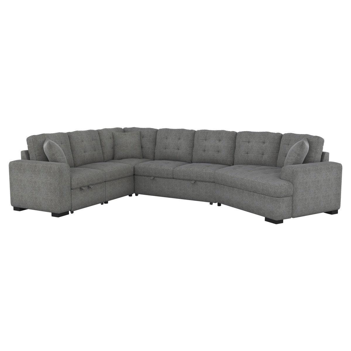 Side view of Logansport Gray Fabric 4-Piece Sectional Sofa