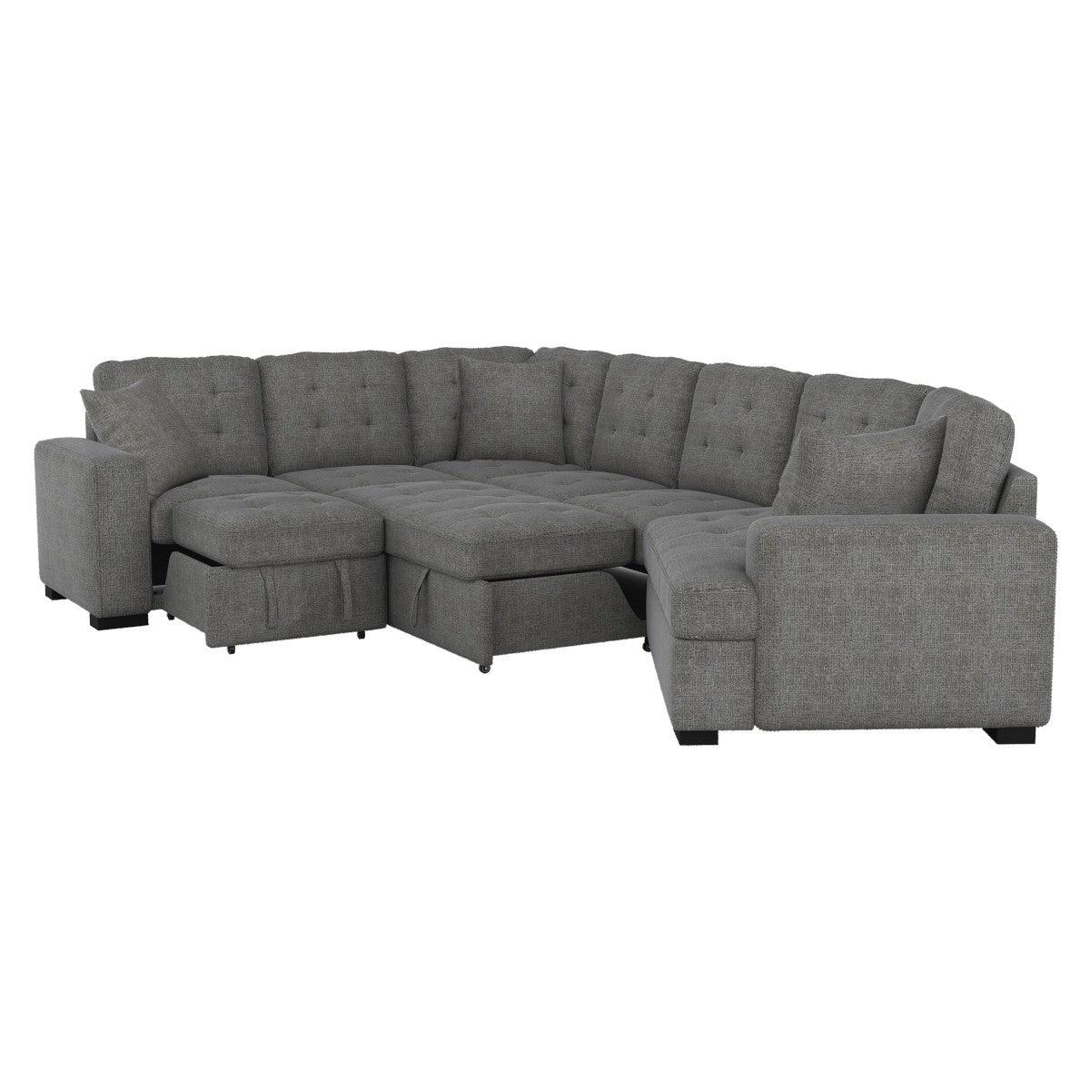 Room setting with Logansport Gray Fabric 4-Piece Sectional Sofa