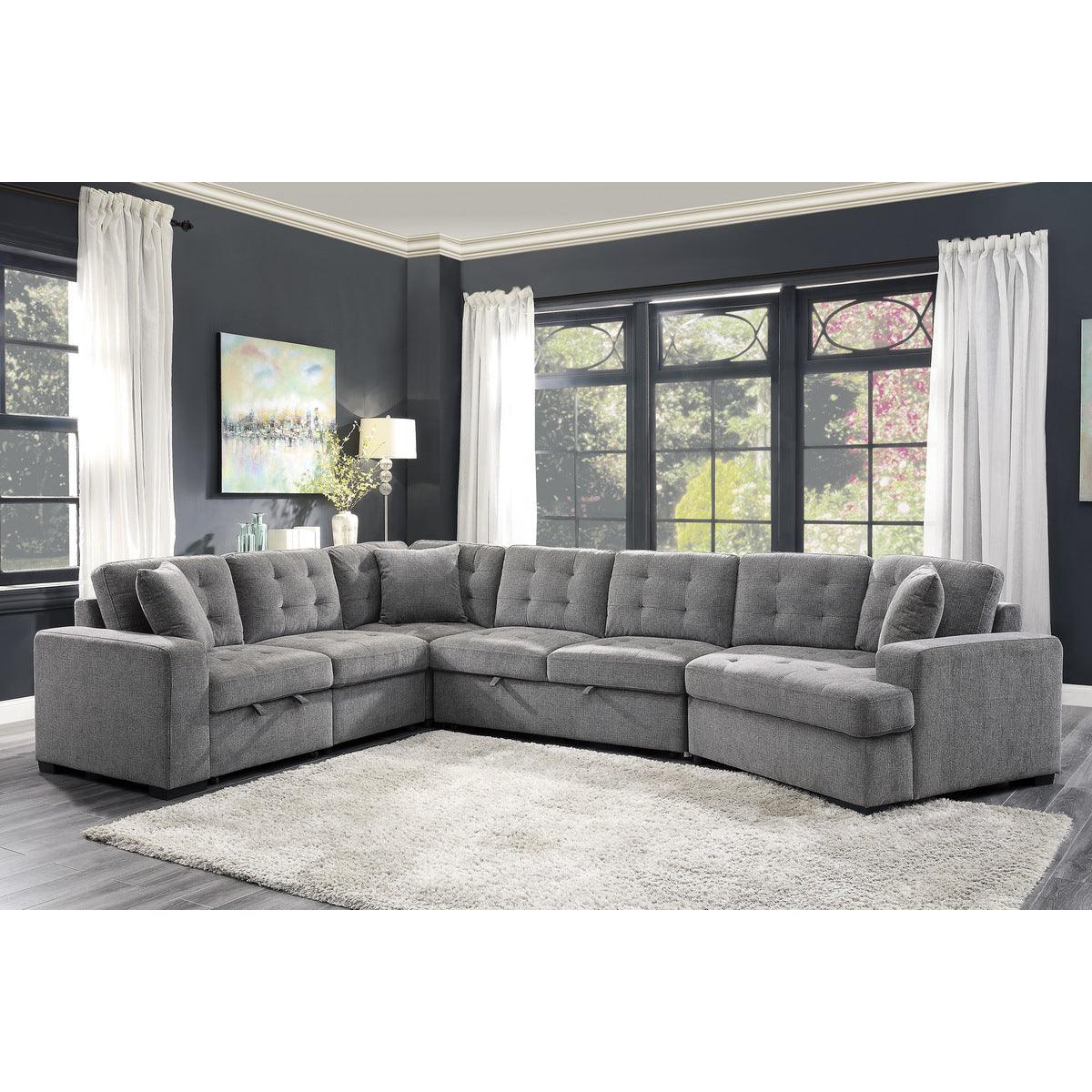 Seating area detail of sectional sofa