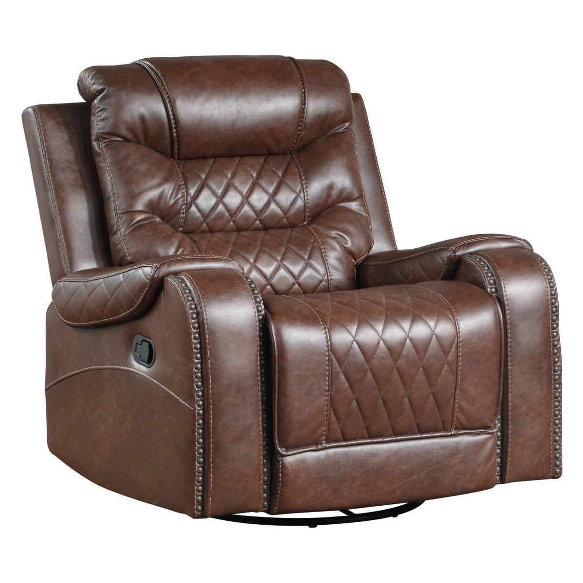 Putnam Brown Microfiber Swivel Glider Reclining Chair side view