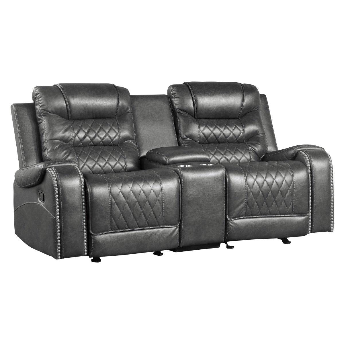 Side view of Putnam Gray Microfiber Reclining Loveseat