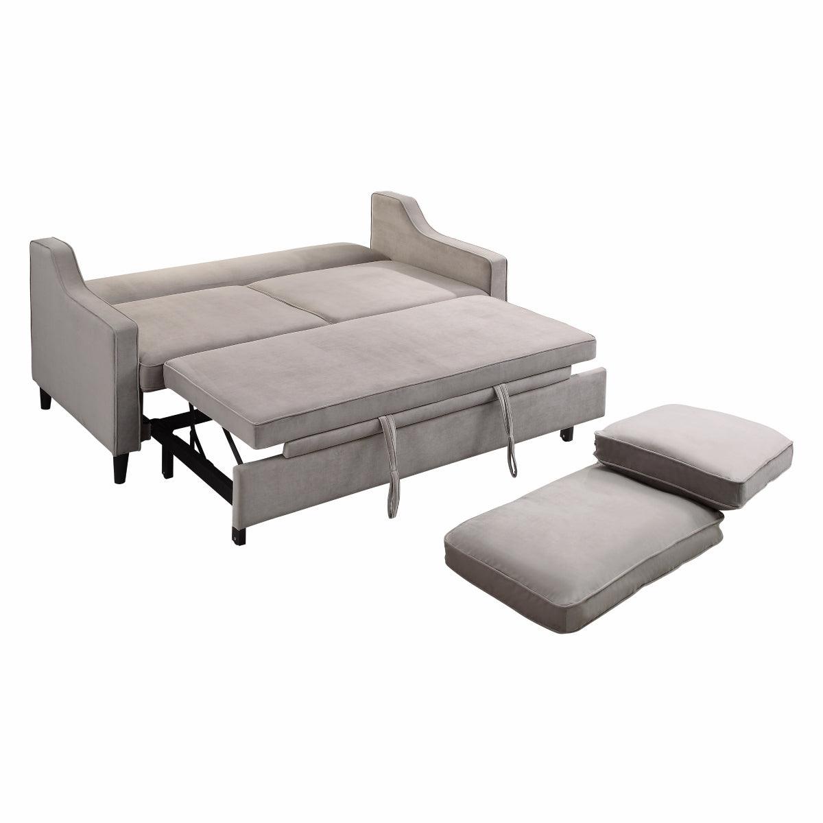 side view of Adelia Cobblestone Velvet Convertible Sofa With Pull out Bed bed