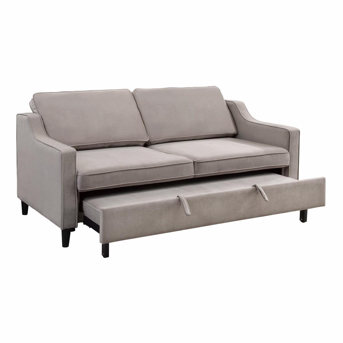 main view of Adelia Cobblestone Velvet Convertible Sofa With Pull out Bed bed
