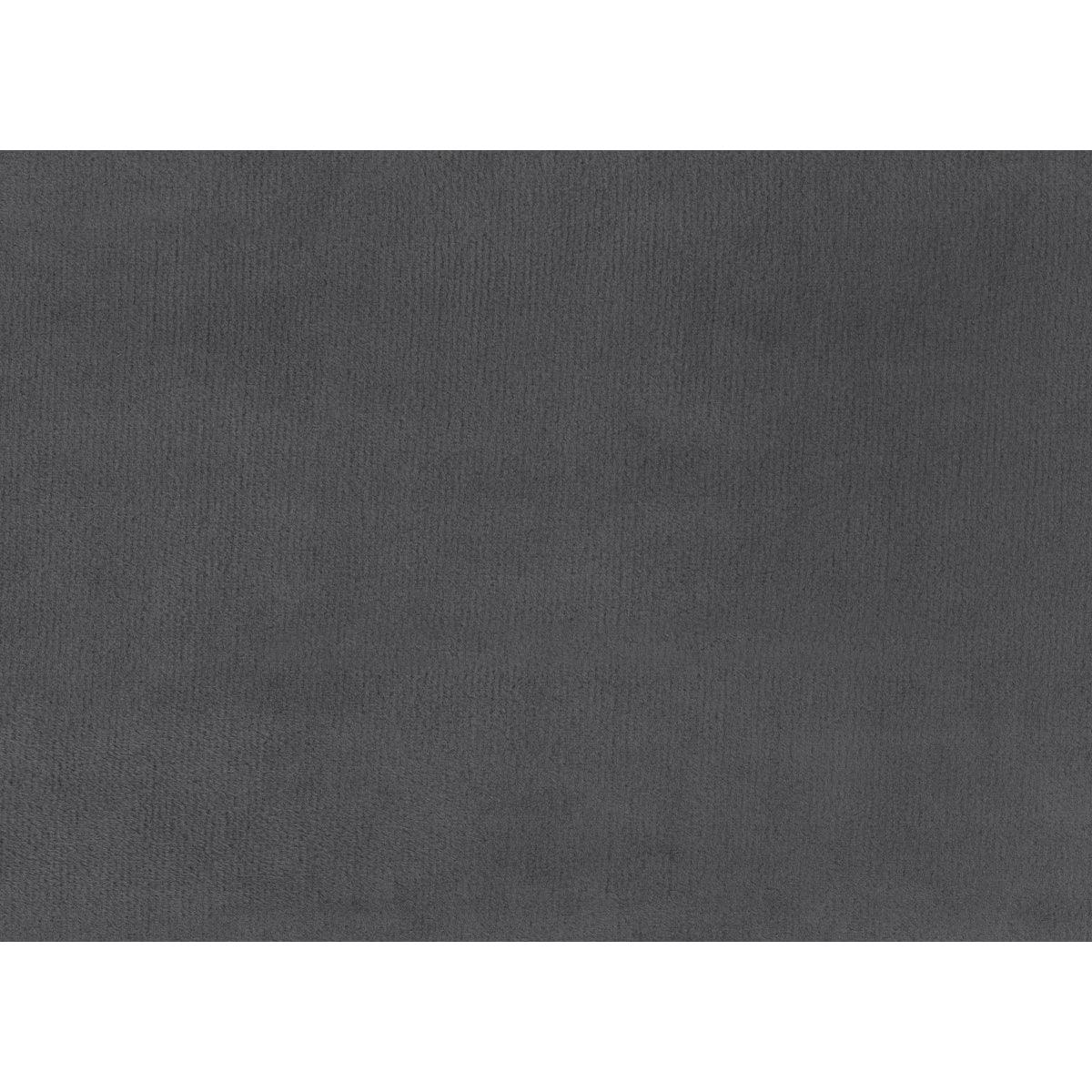 Swatch detail of dark gray velvet fabric upholstery