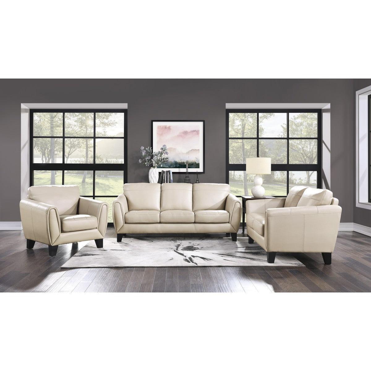 Morelia Beige Loveseat angled front view