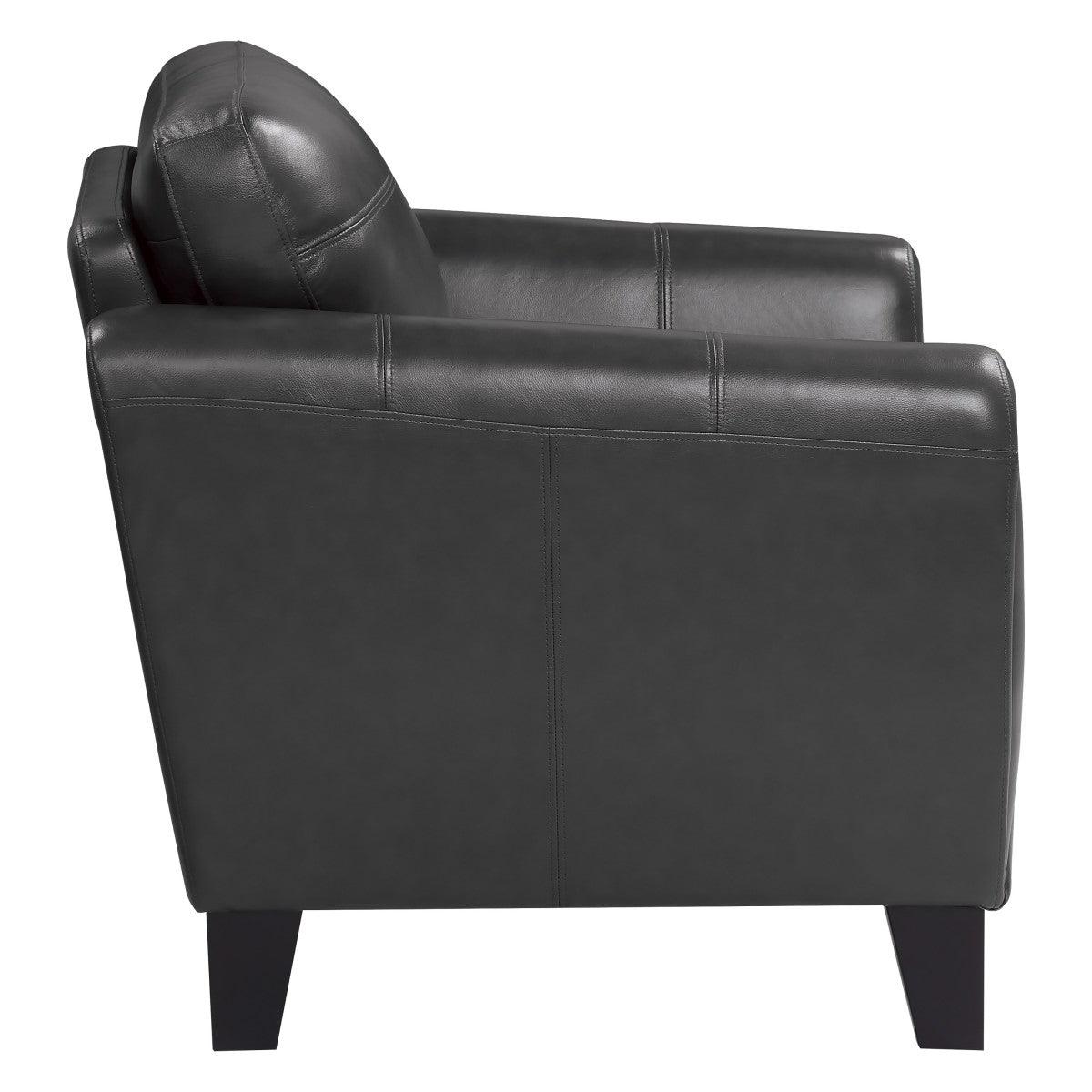 Spivey chair angled view highlighting exposed wood feet with burgundy finish