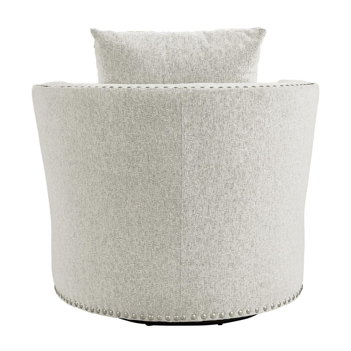 Morelia Beige Chenille Fabric Swivel Accent Chair back view