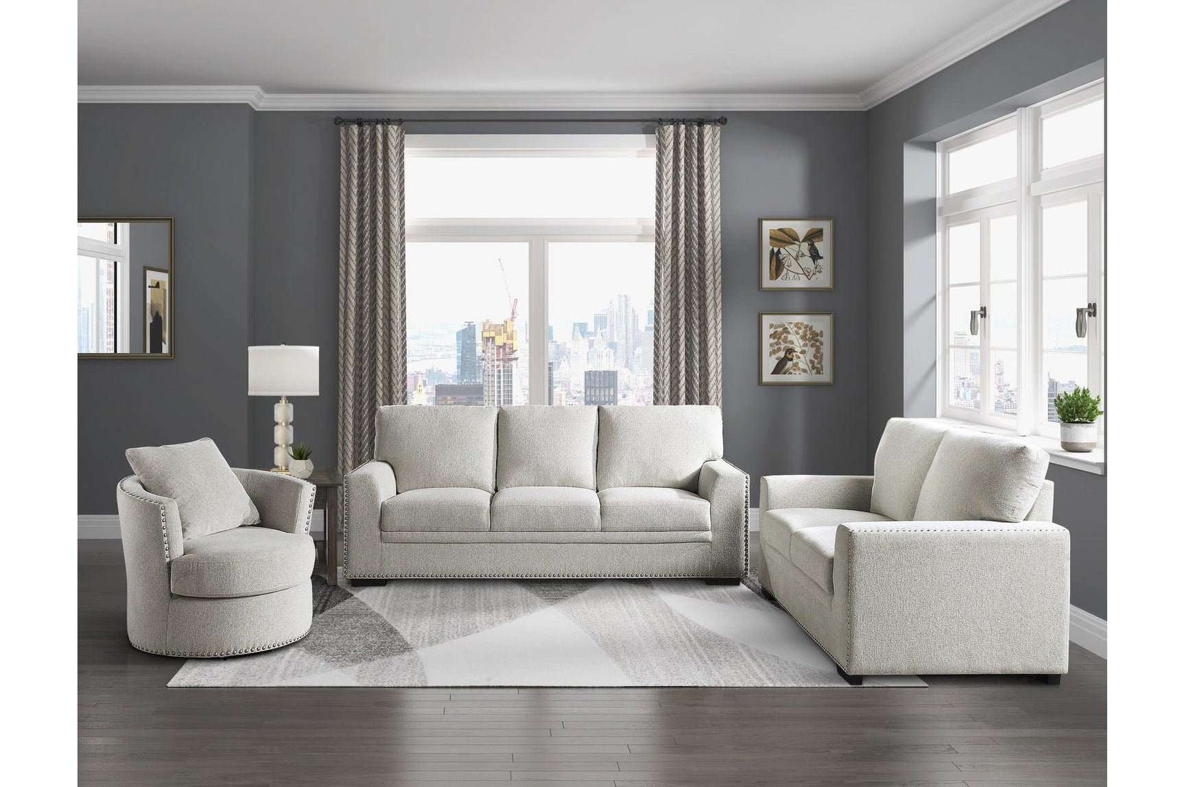 Morelia Beige Fabric Living Room Set loveseat side view