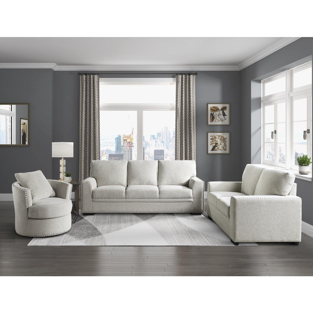 Side angle of Morelia Beige Fabric Sofa