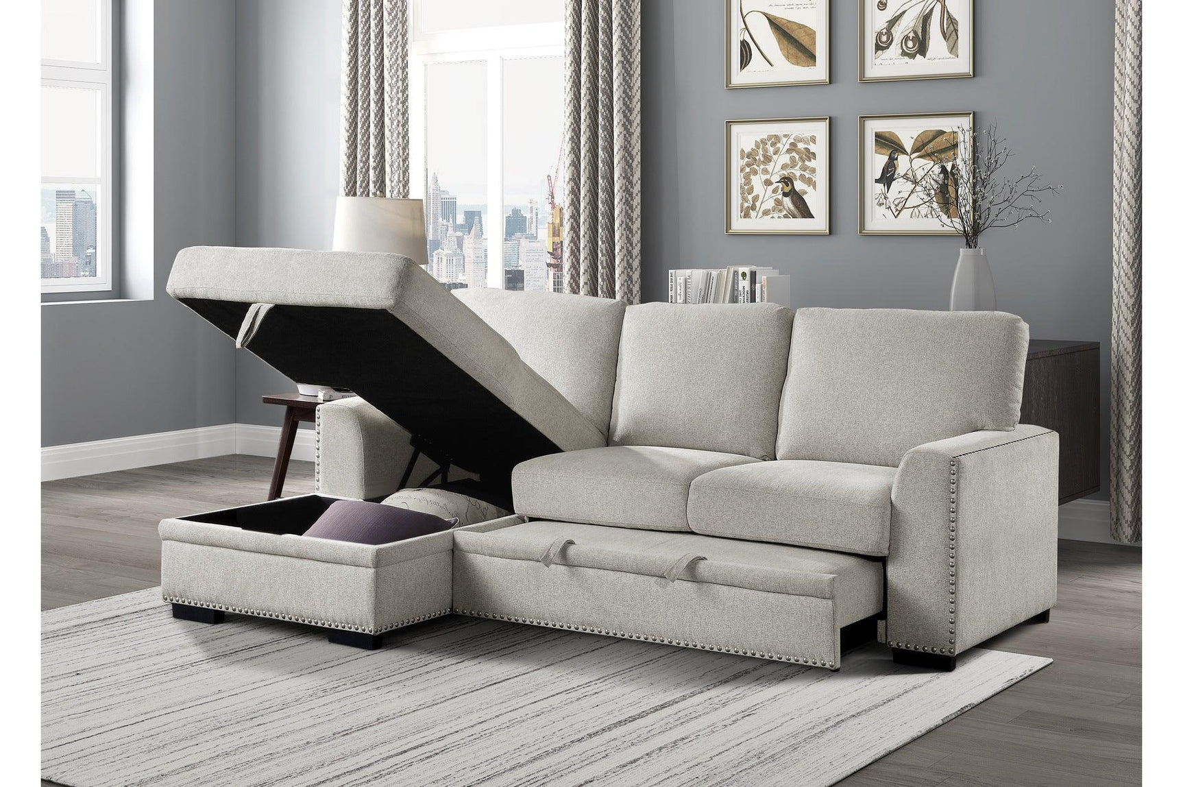 Morelia Beige Fabric Living Room Set loveseat side angle view