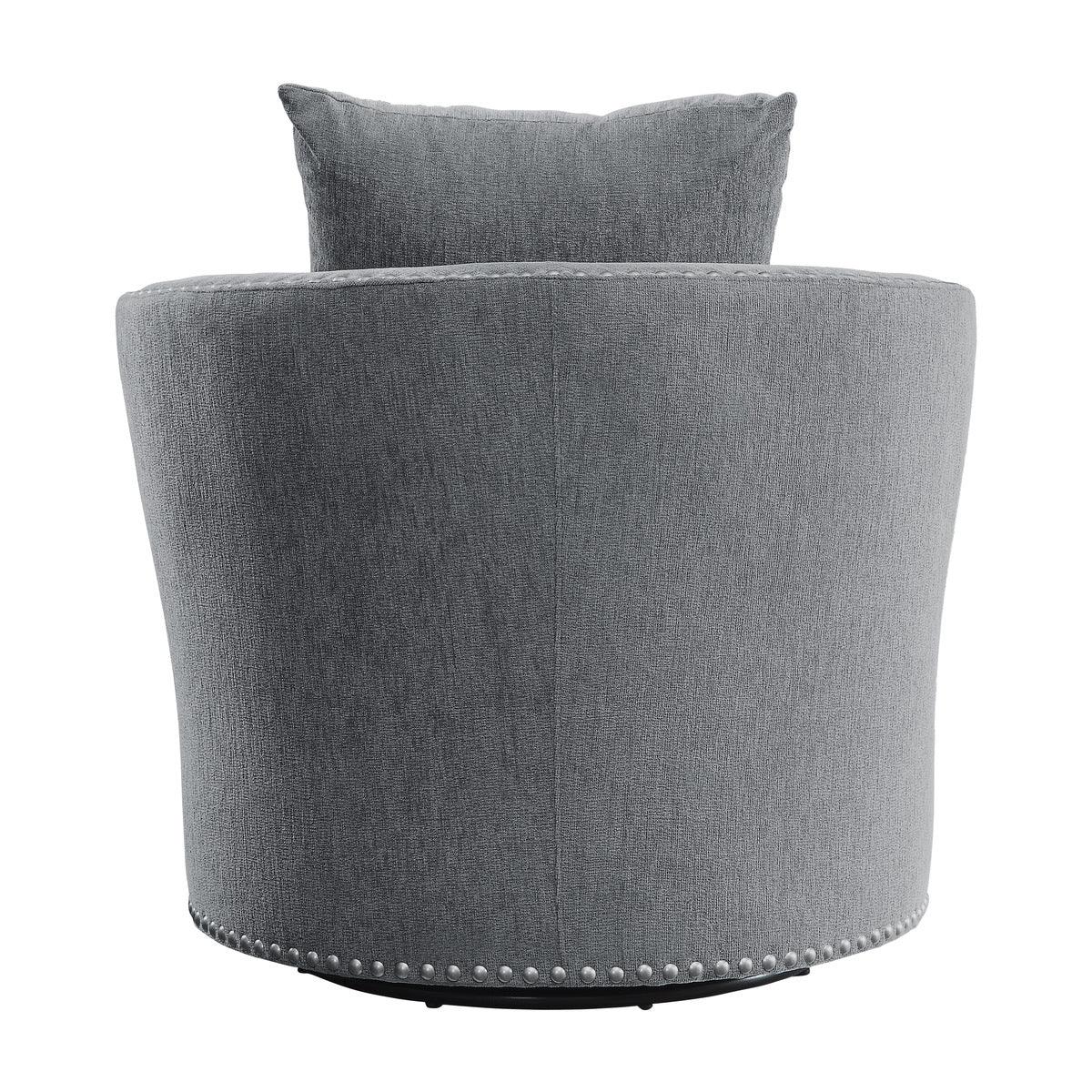 Morelia Gray Chenille Fabric Swivel Chair back view