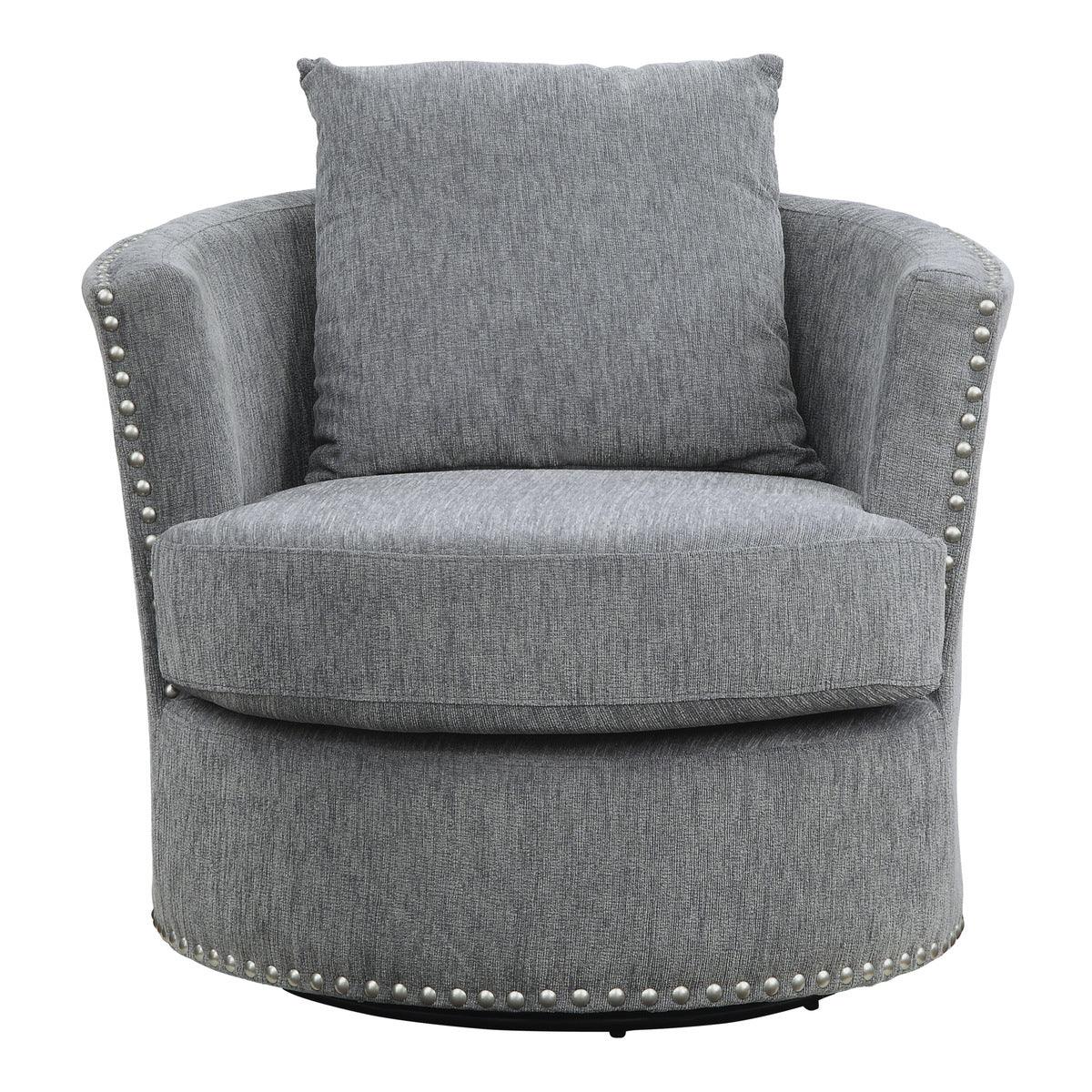 Morelia Gray Chenille Fabric Swivel Chair front view