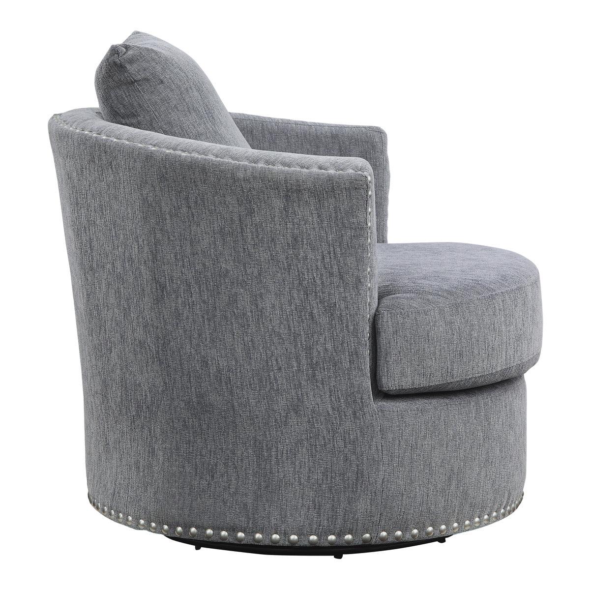 Morelia Gray Chenille Upholstered Swivel Accent Chair alternate side view
