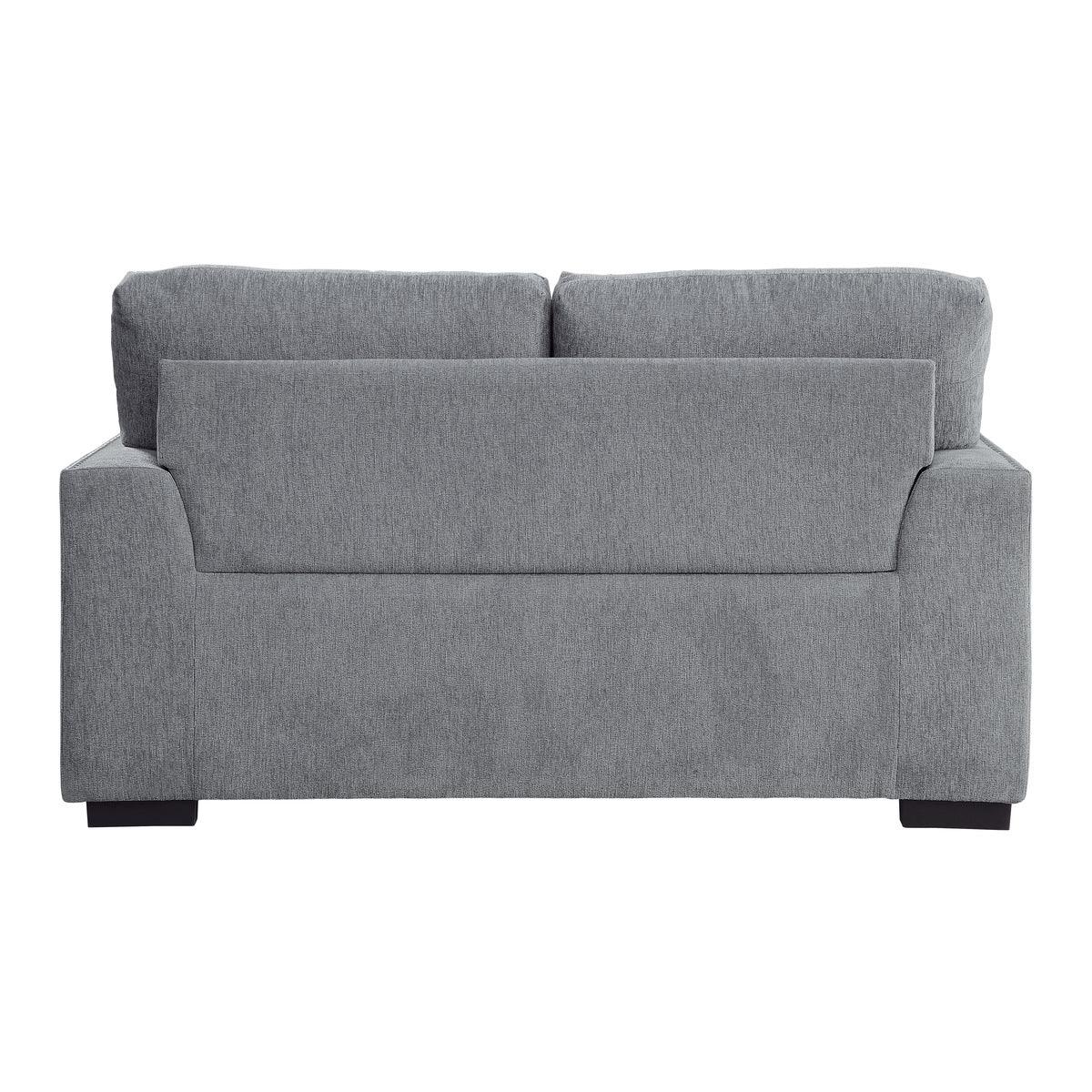 Back view of Morelia Gray chenille fabric loveseat