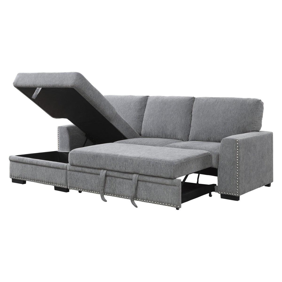 Morelia sectional sofa open pull-out bed showing sleeping area