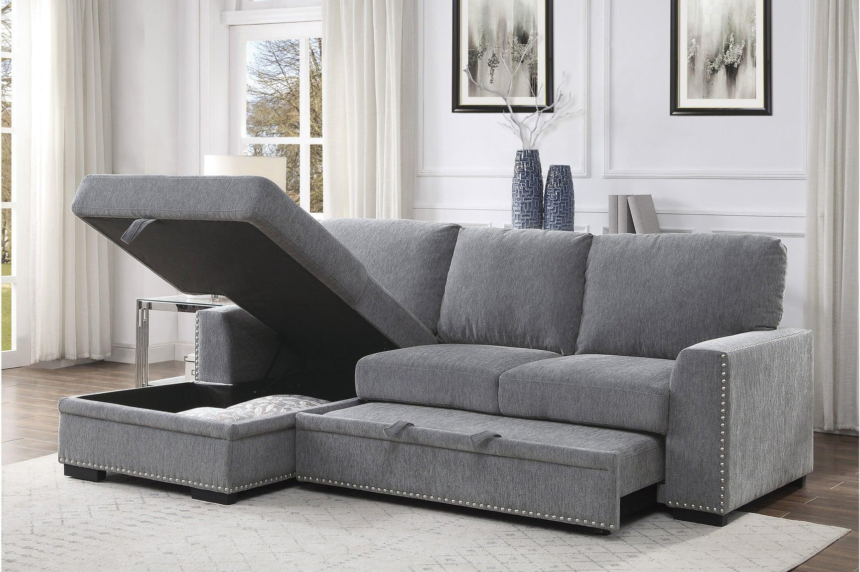 Side angle view of Morelia fabric loveseat