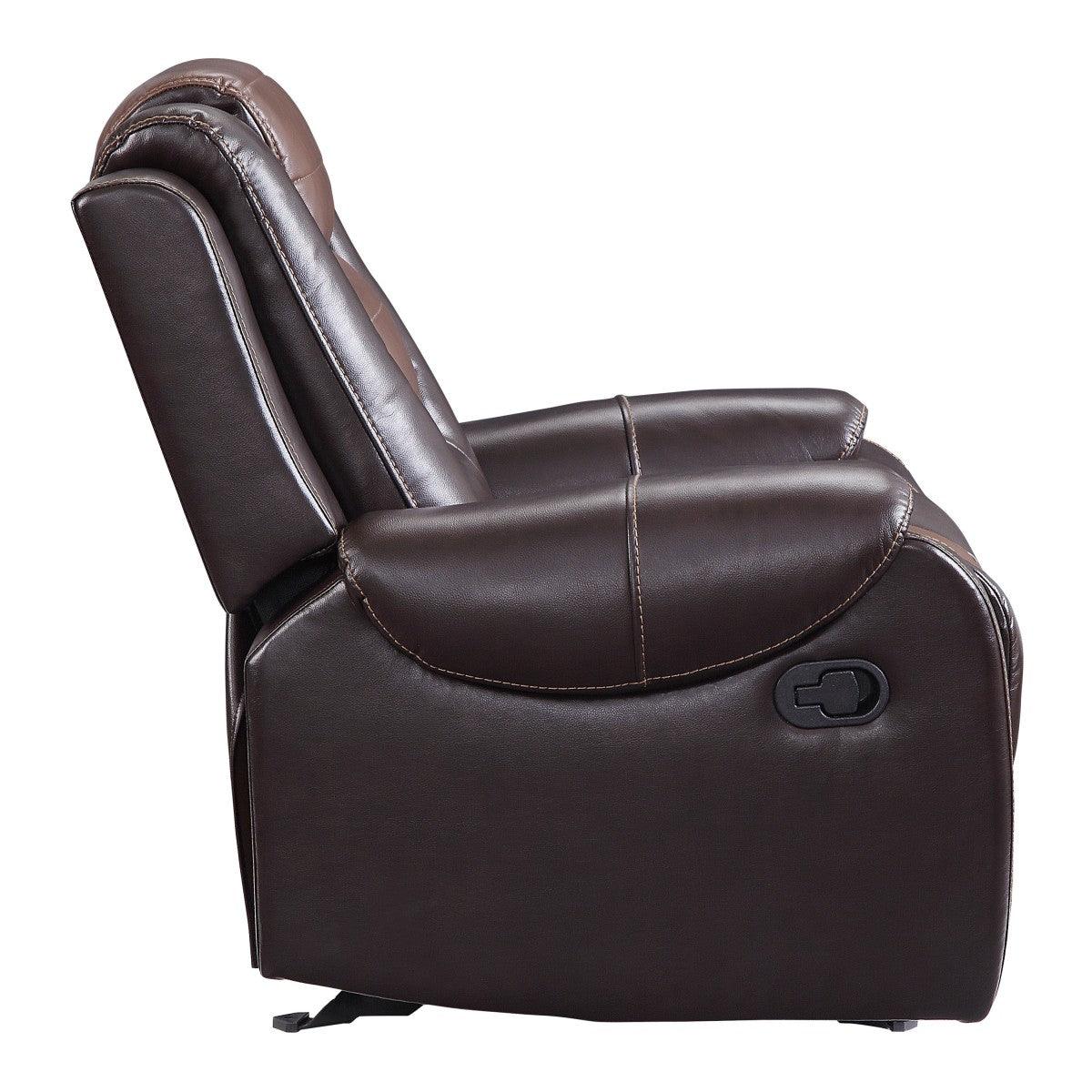 Briscoe Brown Two-Tone Faux Leather Glider Reclining Chair alternate side view