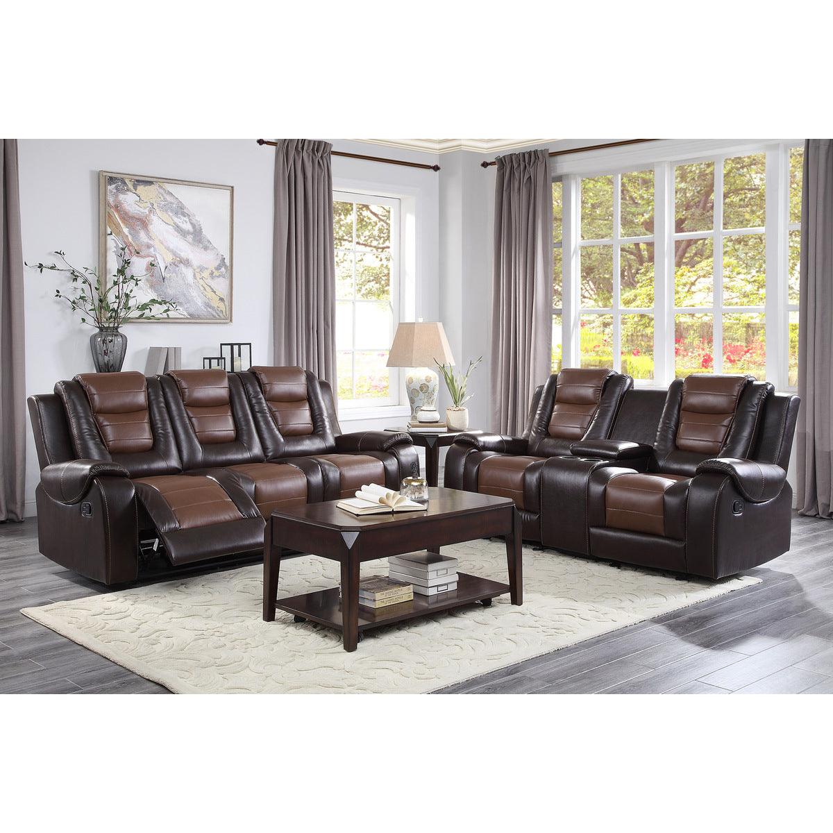 Seating details of Briscoe two-tone reclining loveseat