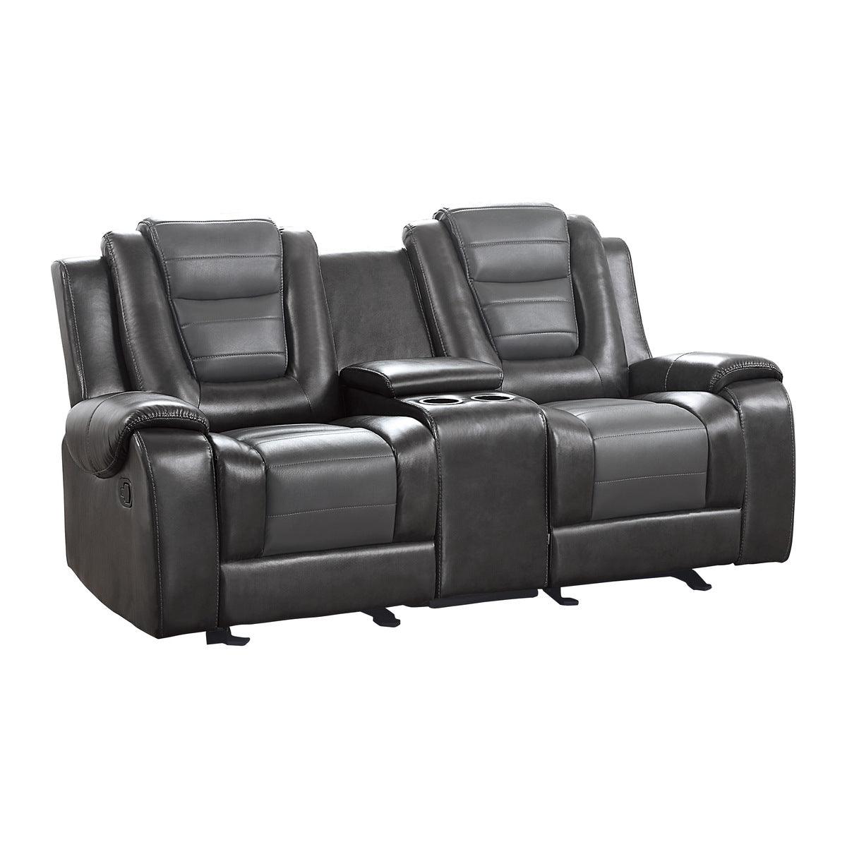 Briscoe loveseat side view showing recliner