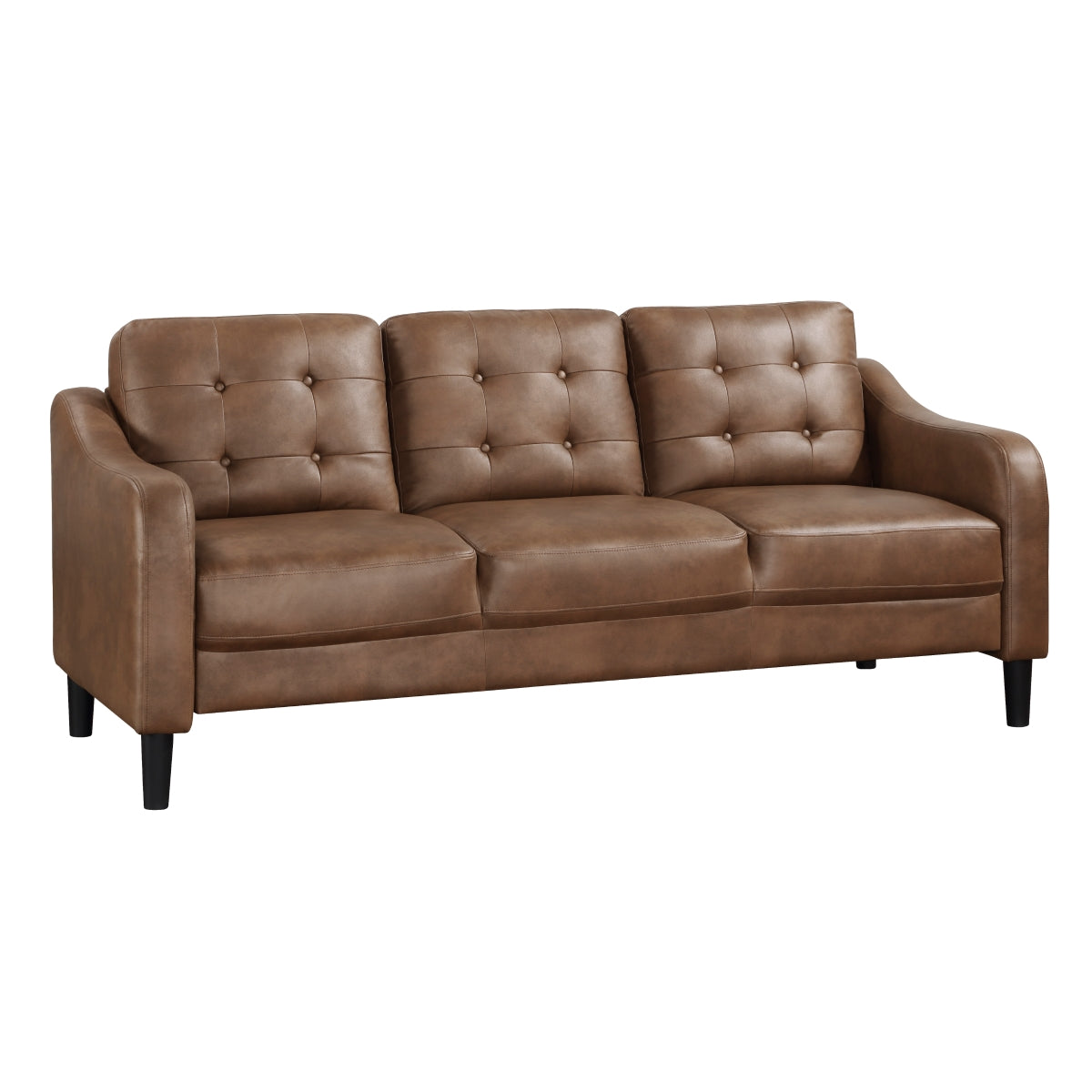 Mallory Brown Microfiber Sofa side angle view