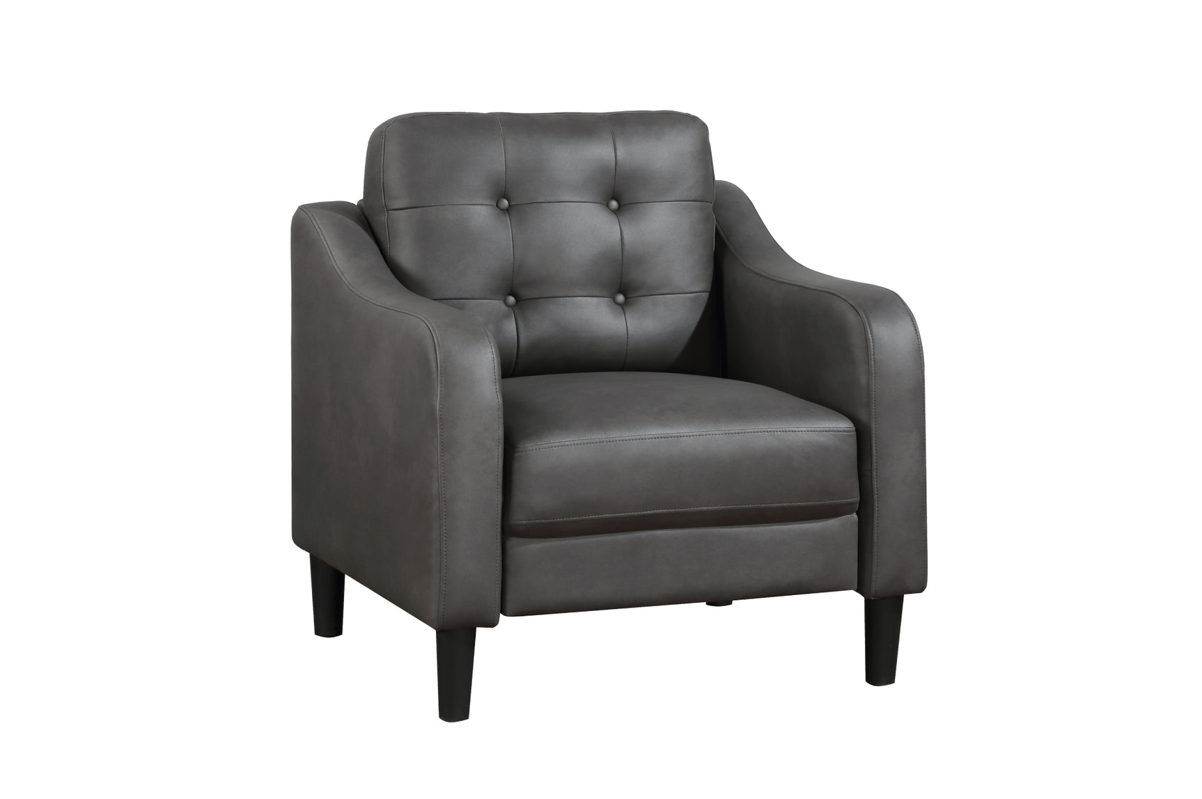 Mallory Gray Microfiber Living Room Set loveseat angled shot