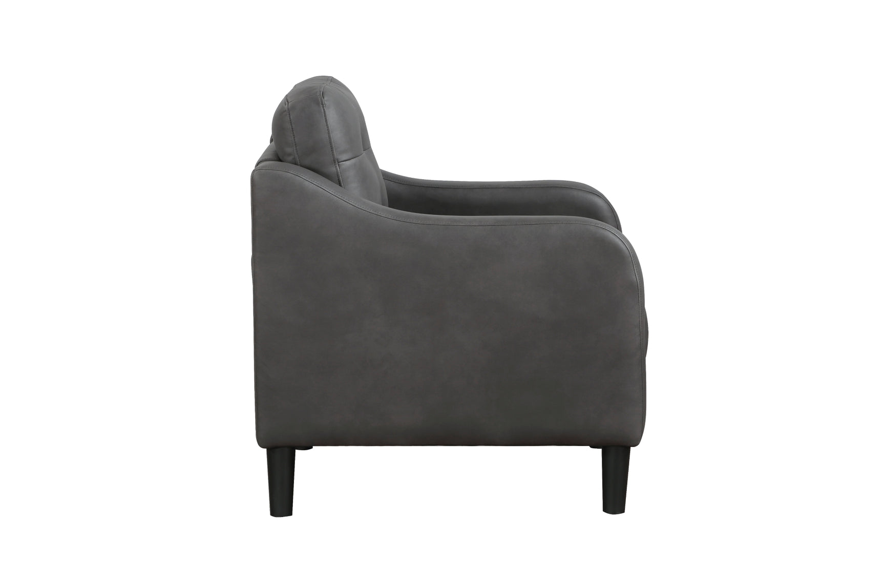 Mallory Gray Microfiber Living Room Set chair angled detail