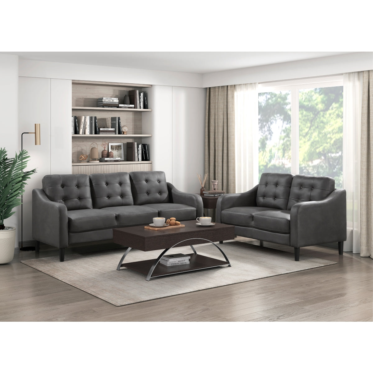 Mallory Gray Microfiber Loveseat