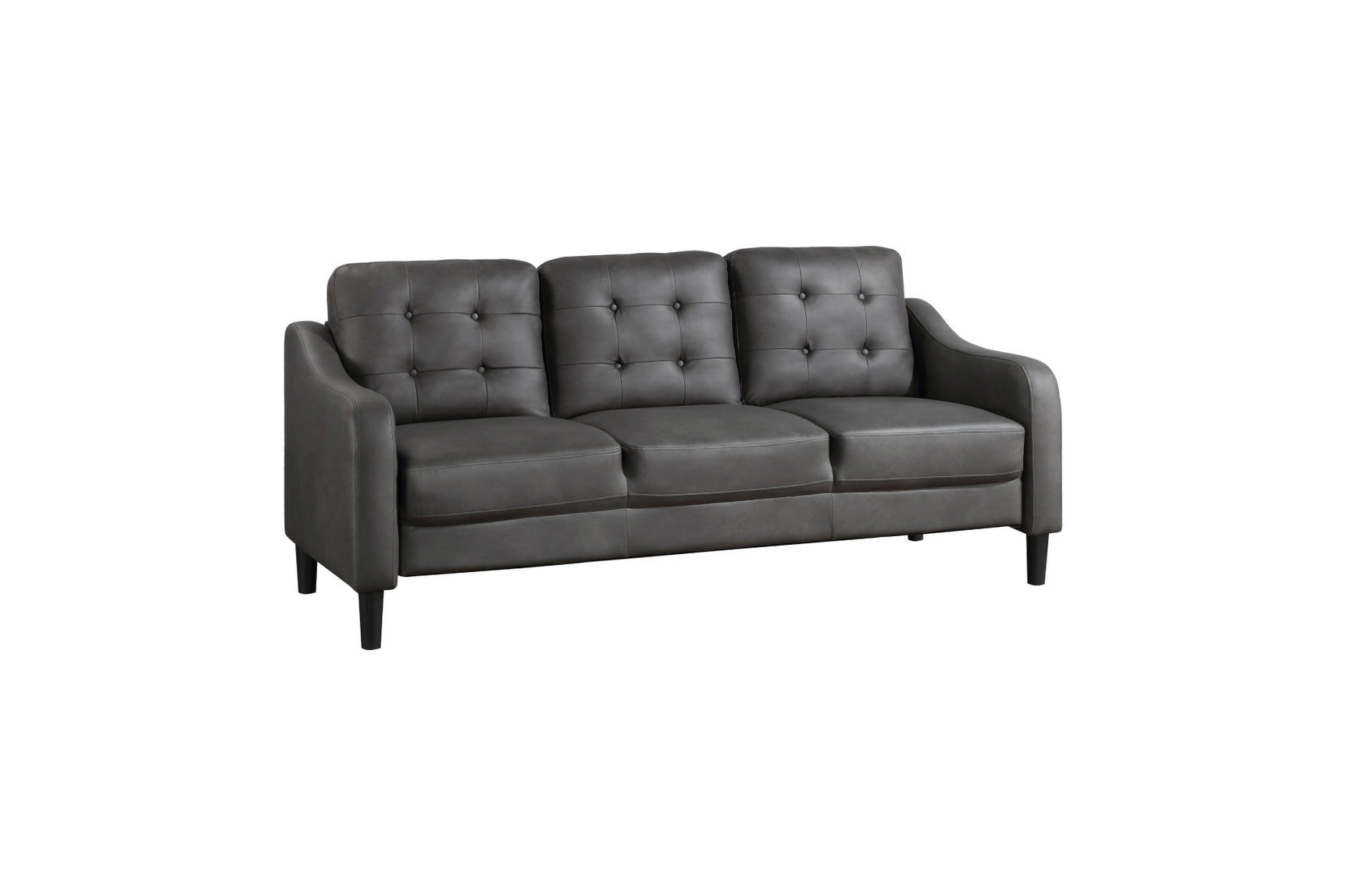 Mallory Gray Microfiber Living Room Set sofa detailed upholstery