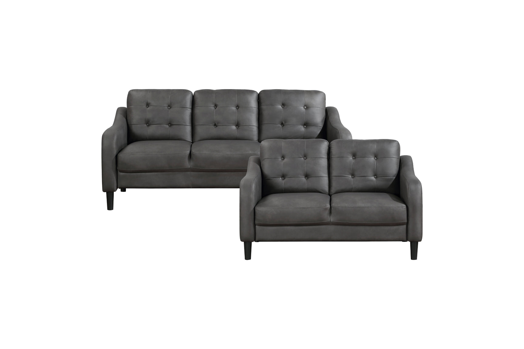 Mallory Gray Microfiber Living Room Set chair close-up seat