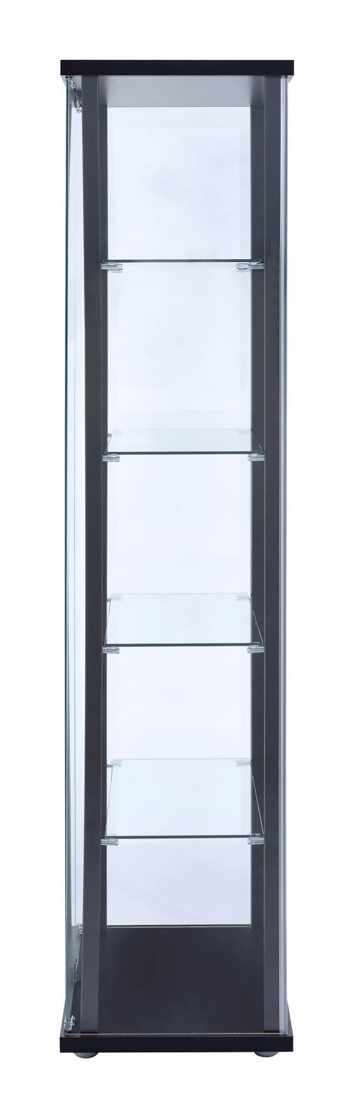 Delphinium 5-Shelf Glass Curio Cabinet Black And Clear - Ella Furniture
