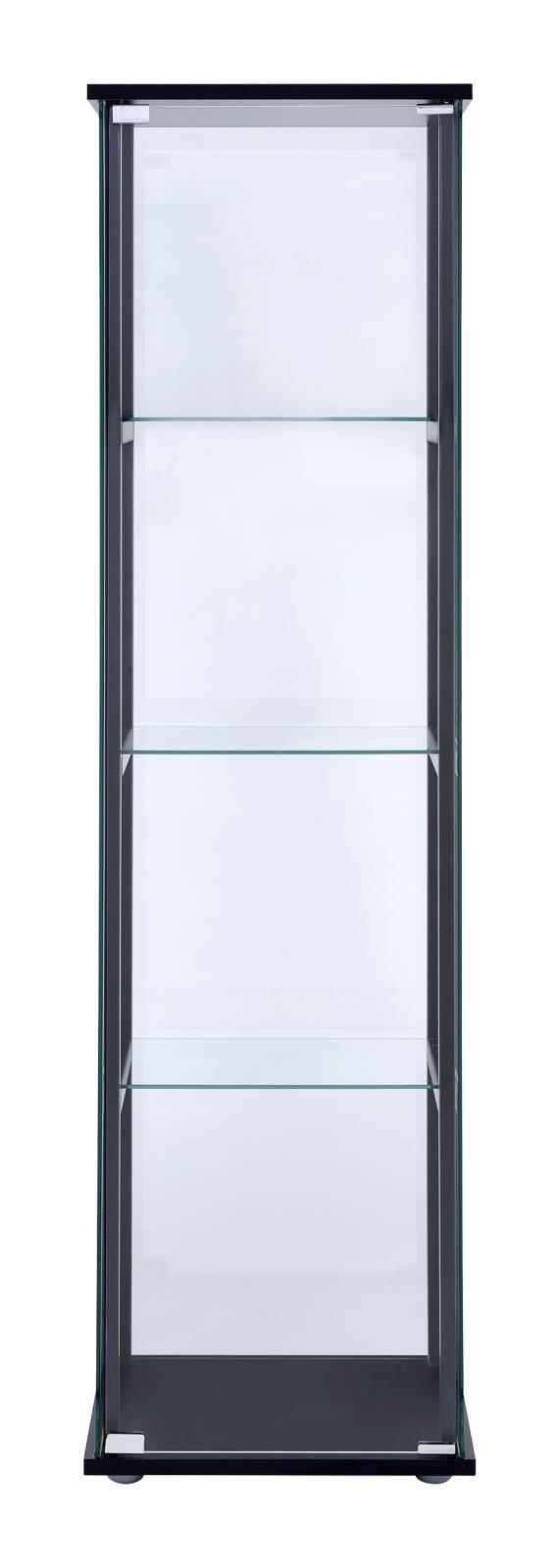Close-up of black frame and glass door pull handle