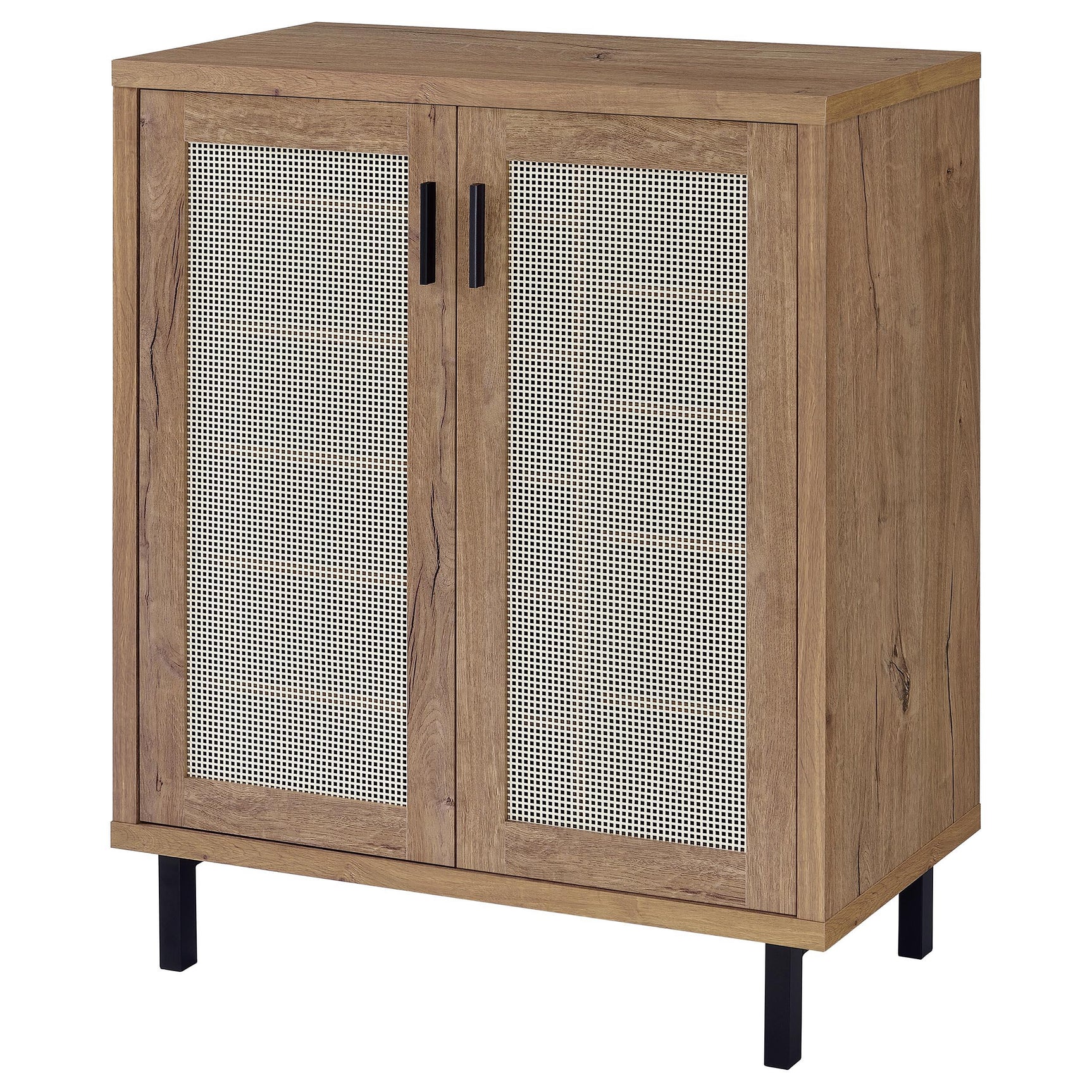 Top view showing natural oak finish on shoe cabinet