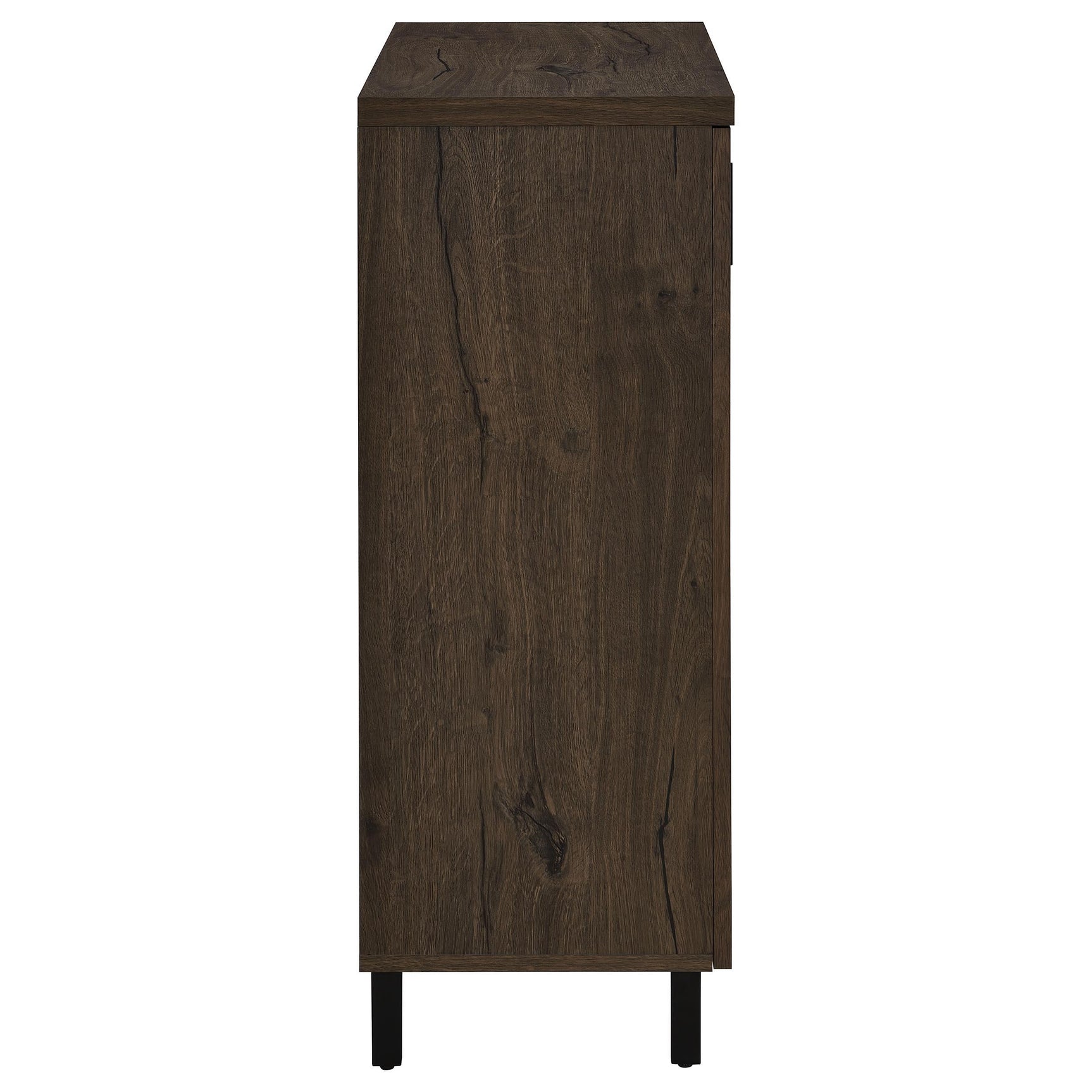 Shoe cabinet with shoes stored on adjustable shelves