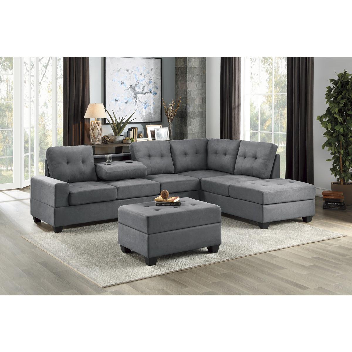 Side profile of Maston dark gray sectional sofa