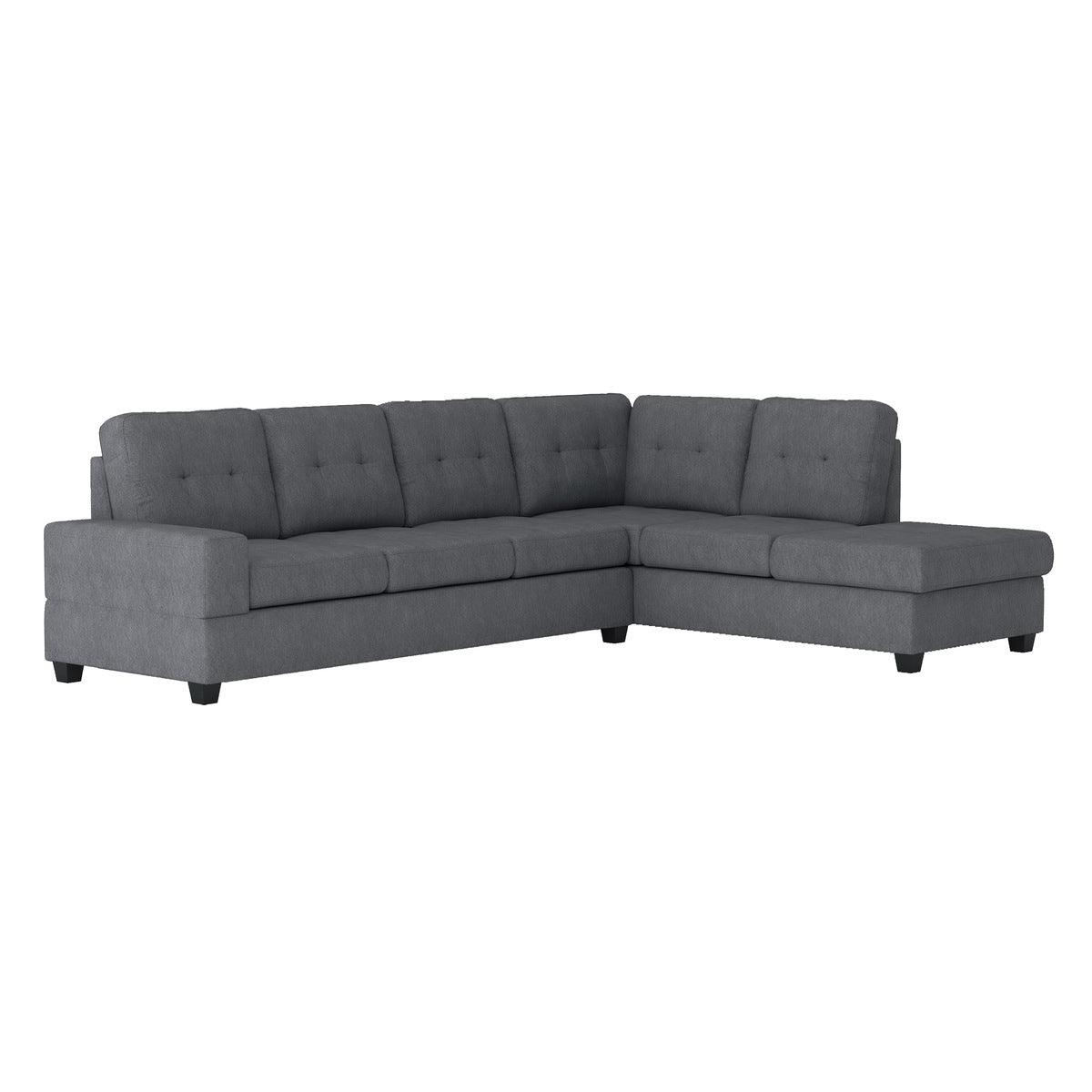 Maston Gray Fabric 2-Piece Reversible Sectional with Storage Ottoman side view