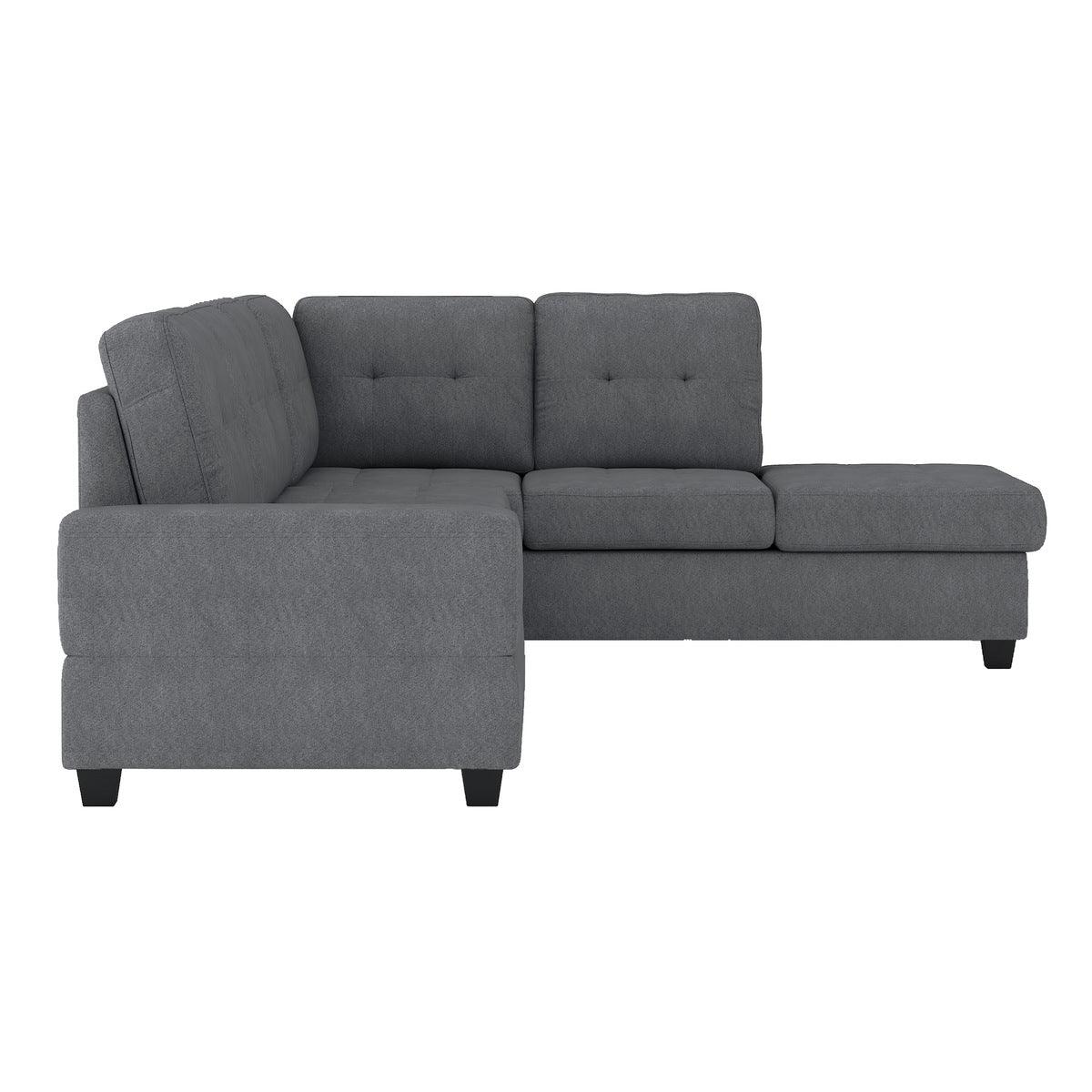 Detail of Maston dark gray microfiber fabric and cushions