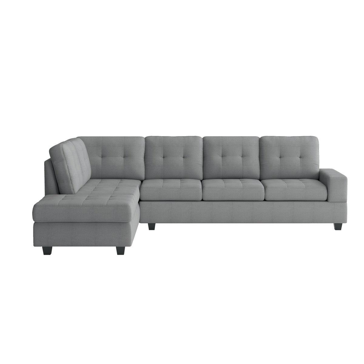 Side angle of Maston Gray Microfiber sectional sofa