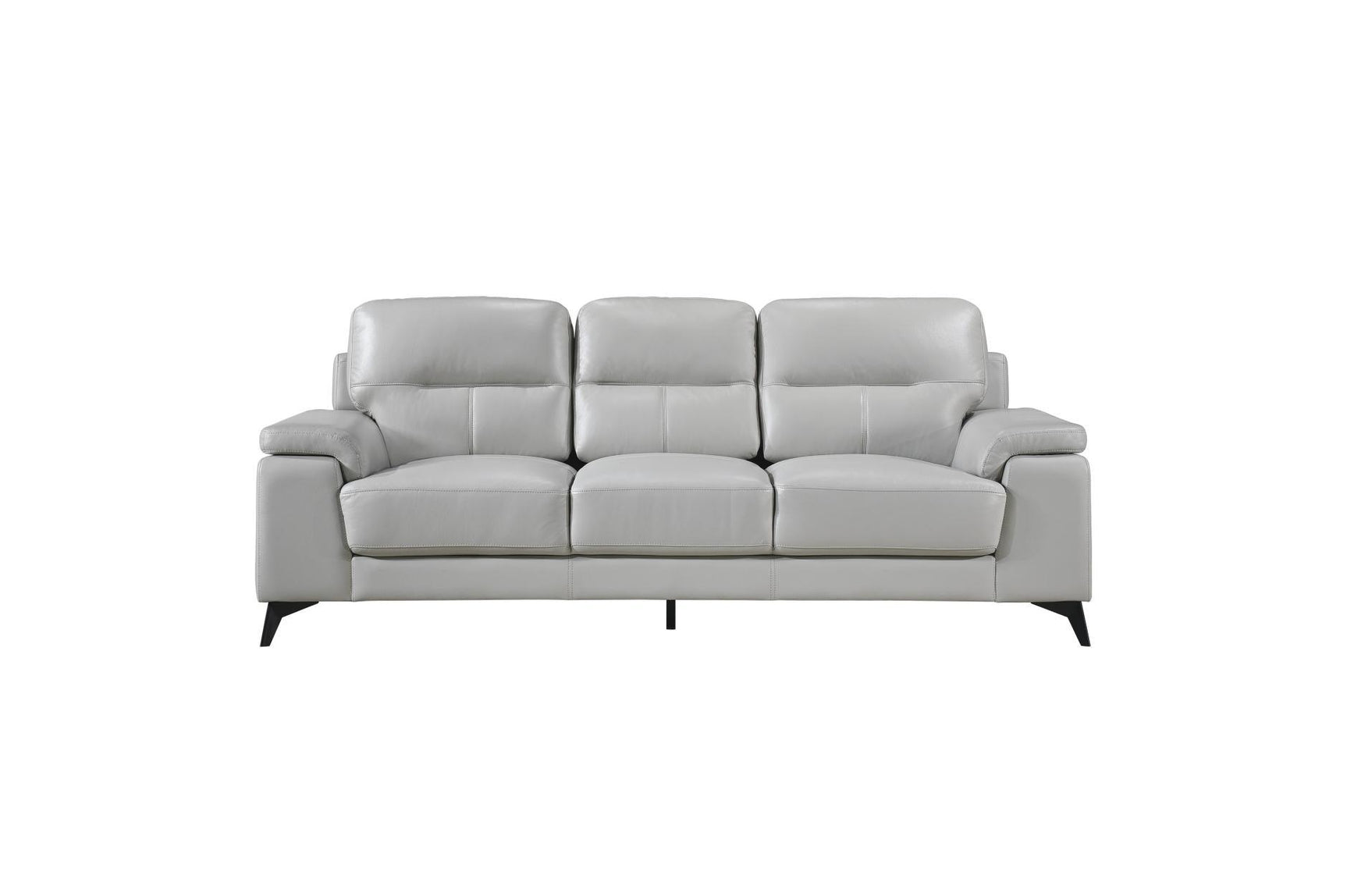 side view highlighting the craftsmanship of Mischa Silver loveseat