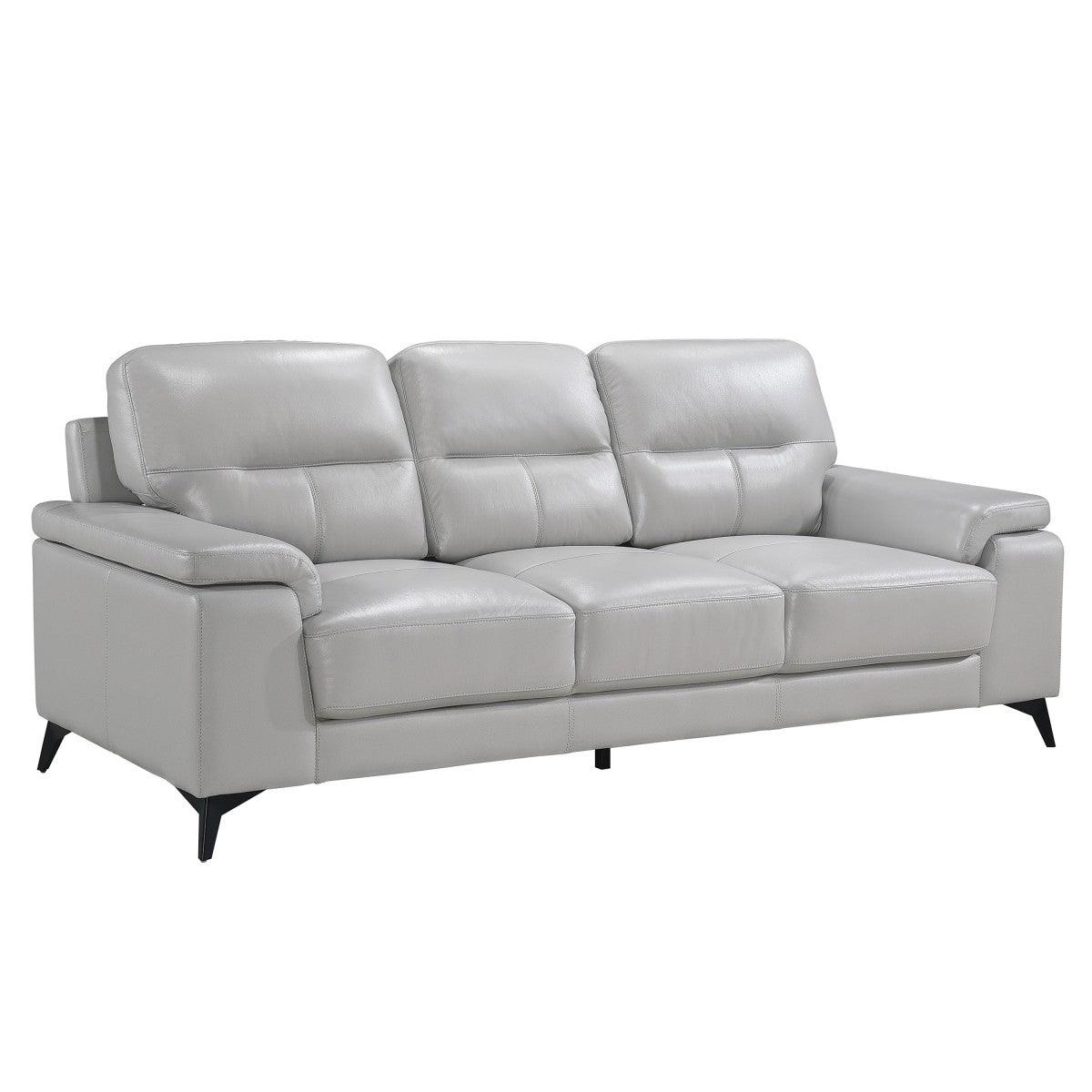 Mischa Silver Gray Faux Leather Sofa side view