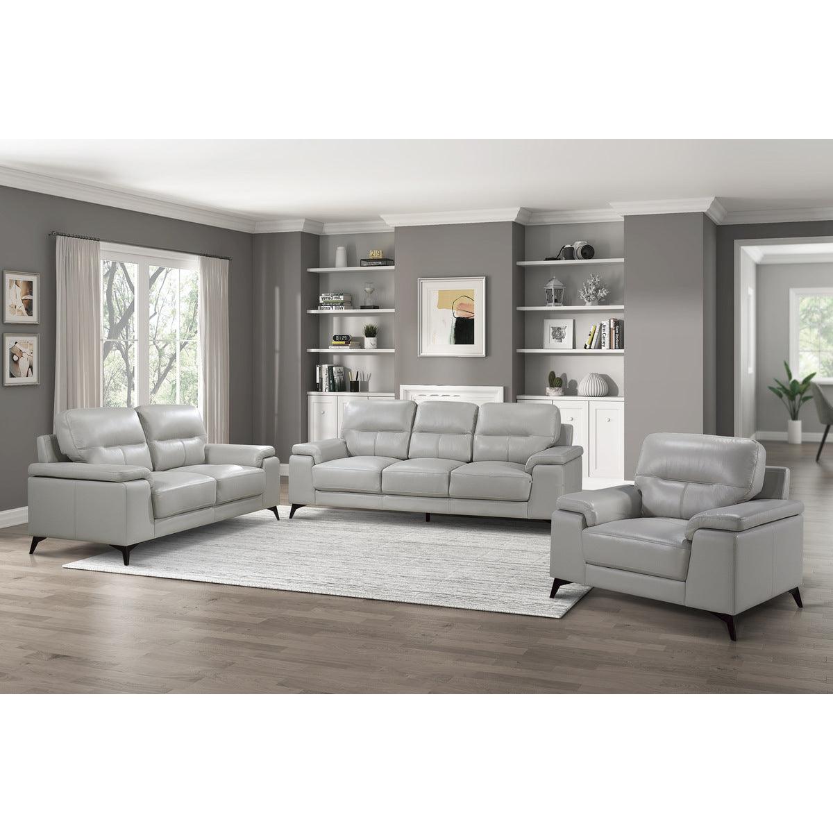 Mischa Silver Gray Sofa angled front view