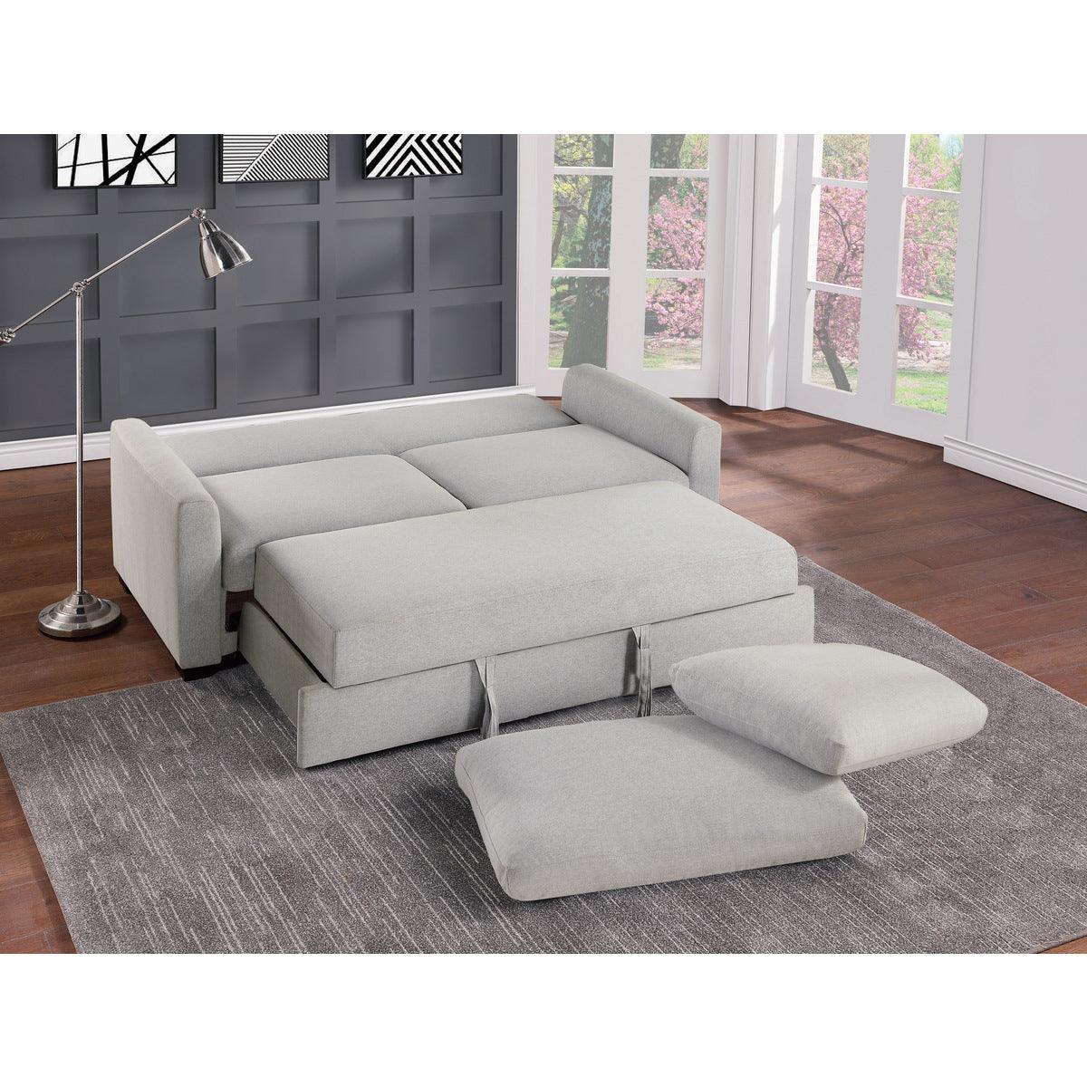 Price Light Gray Convertible Studio Sofa open bed front view