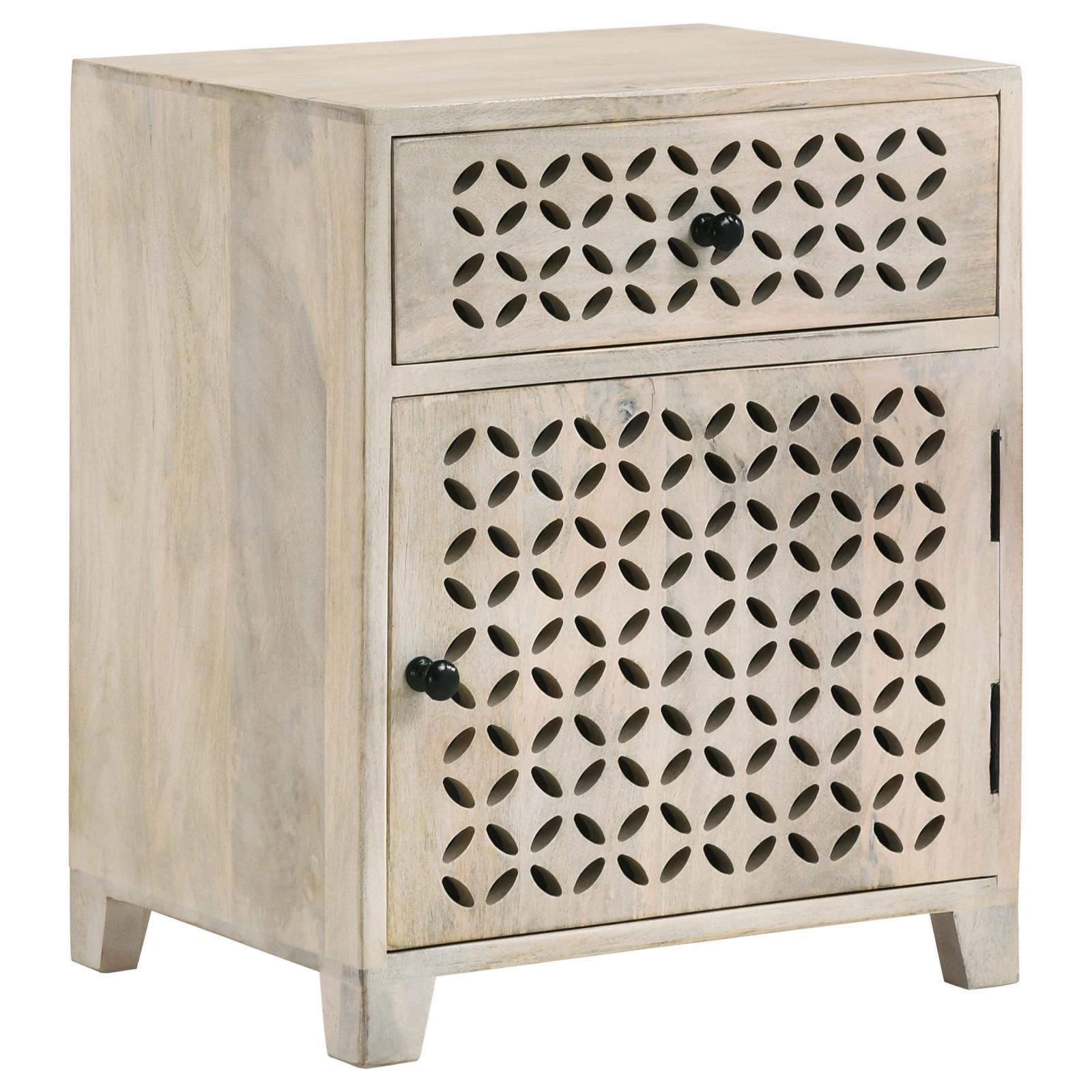 Close-up of diamond lattice door design on August Accent Cabinet