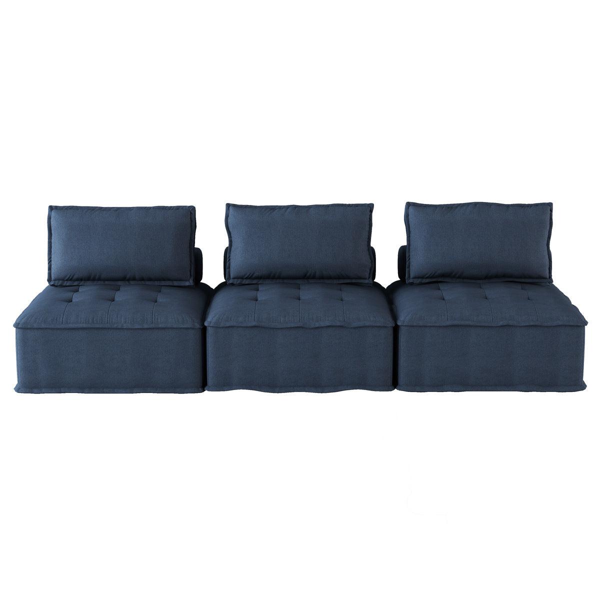 Ulrich blue tufted fabric sofa main front view