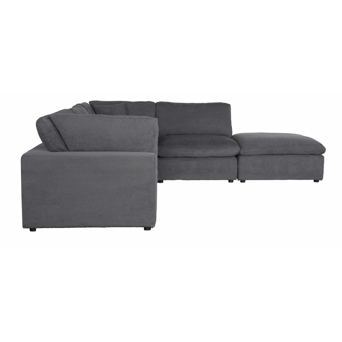 side view of Guthrie Gray 5-Piece Modular Sectional sofa with ottoman